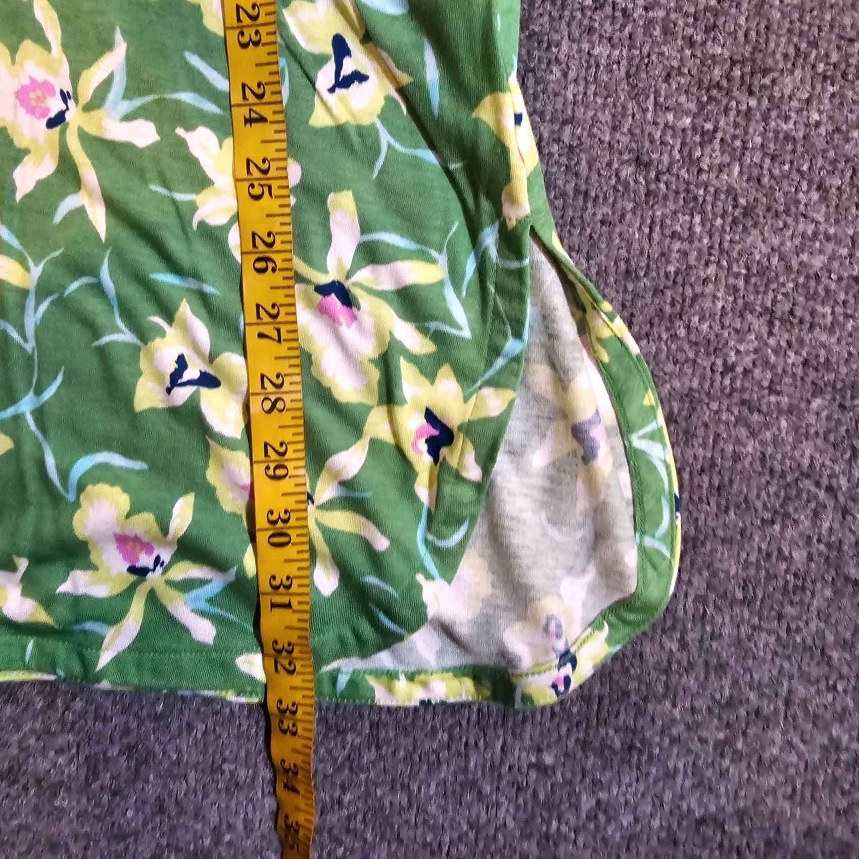 J. Jill J. Jill Dress Tunic Womens Medium Green Pink Floral V Neck Stretch Ruched Casual Size M / US 6-8 / IT 42-44 - 6 Thumbnail
