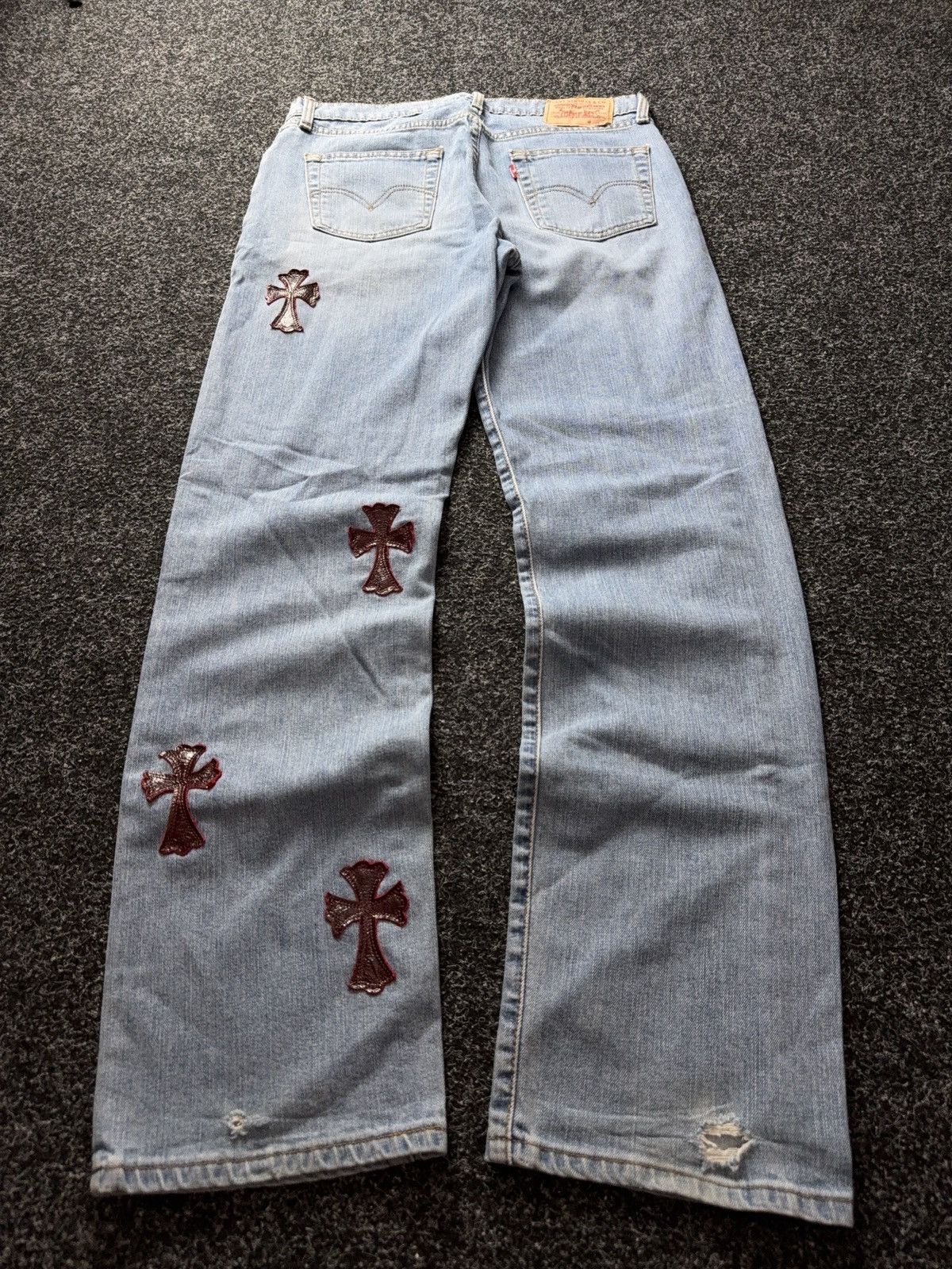 Levi's Vintage Clothing Vintage 90s Custom Chrome Hearts Style Cross Denim Jeans Size US 33 - 13 Thumbnail