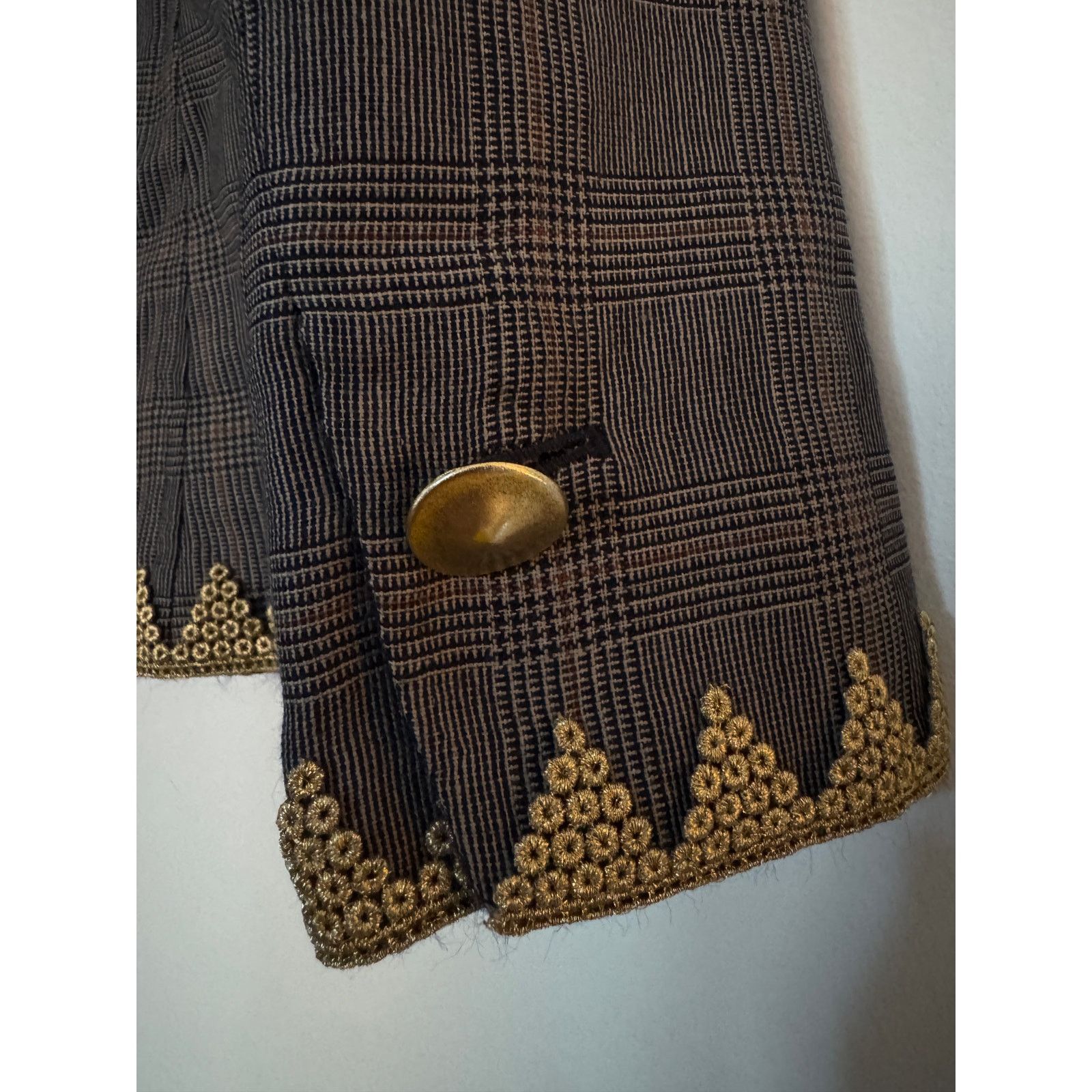 Ports 1961 Ports 1961 Gold-Embroidered Glen Plaid Blazer Size S / US 4 / IT 40 - 7 Thumbnail