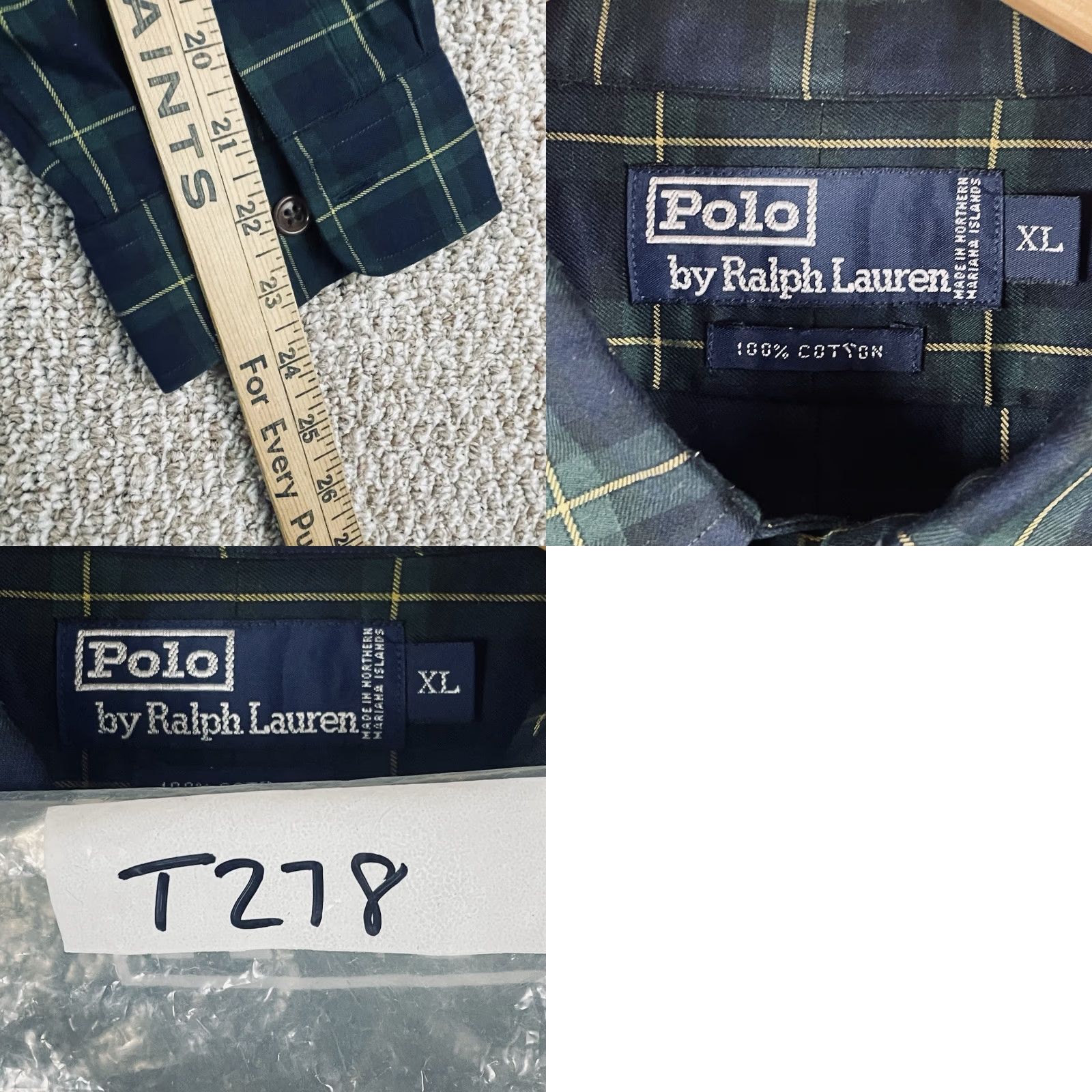 Ralph Lauren VINTAGE Polo Ralph Lauren Shirt Men’s XL Plaid Button Up Windowpane Pony T278 Size US XL / EU 56 / 4 - 8 Thumbnail