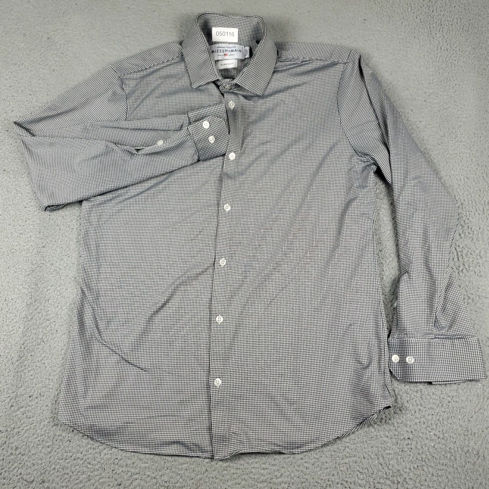 Mizzen+Main Mizzen+Main Shirt Mens XL Gray Check Button Up Long Sleeve - Formal, Casual, Workwear - Classic Modern Preppy, 90s? Size US XL / EU 56 / 4 - 2 Thumbnail