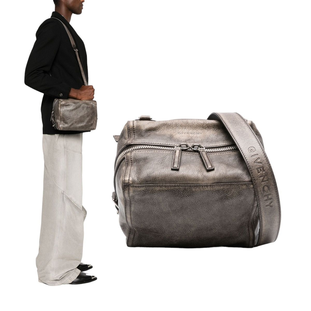 Givenchy $1,700 Givenchy pandora crinkled leather Crossbody messenger Size ONE SIZE - 1 Thumbnail