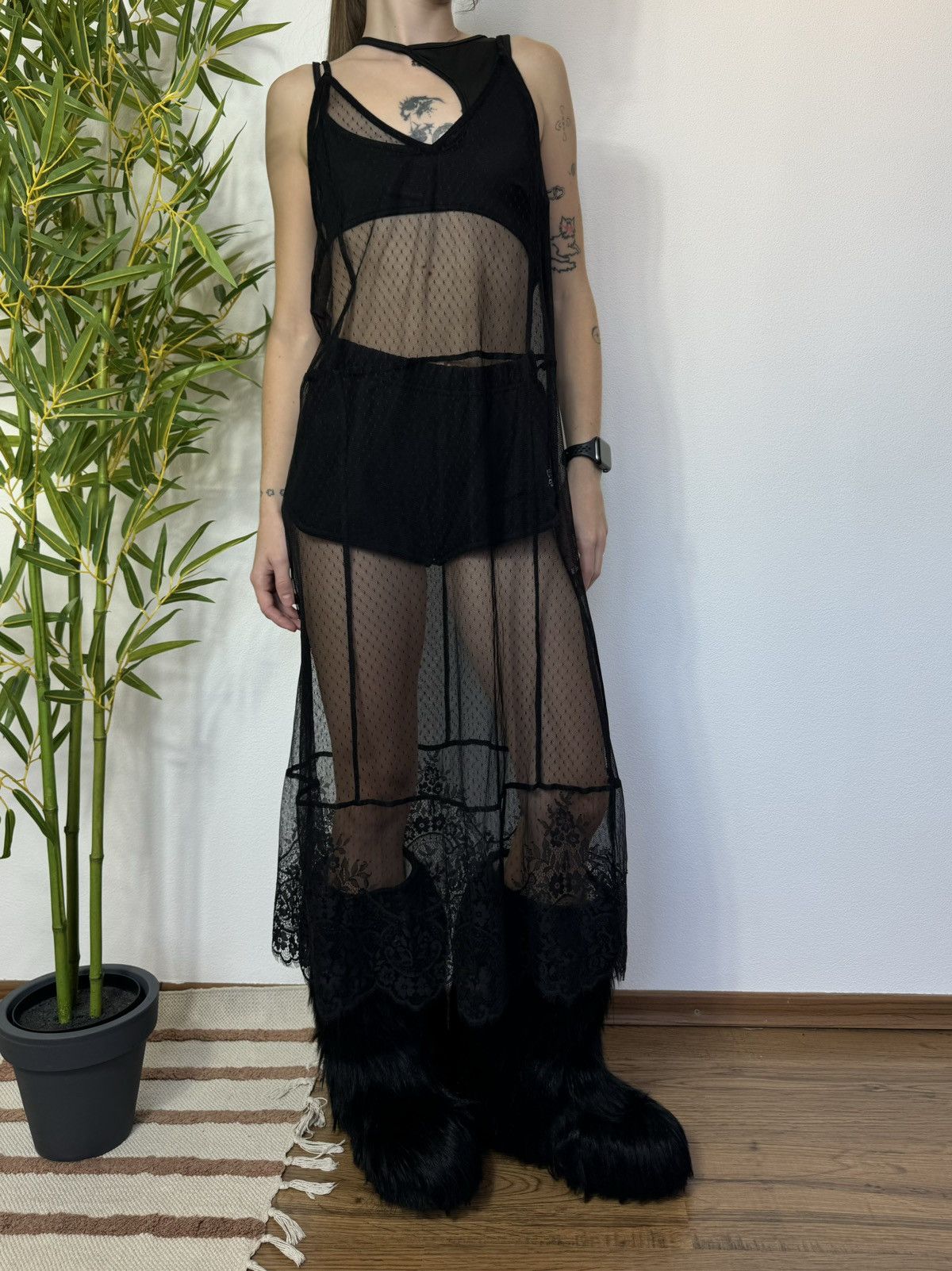 Vintage VINTAGE FULL MESH 2000s RUFFLES MAXI DRESS Size M / US 6-8 / IT 42-44 - 7 Thumbnail