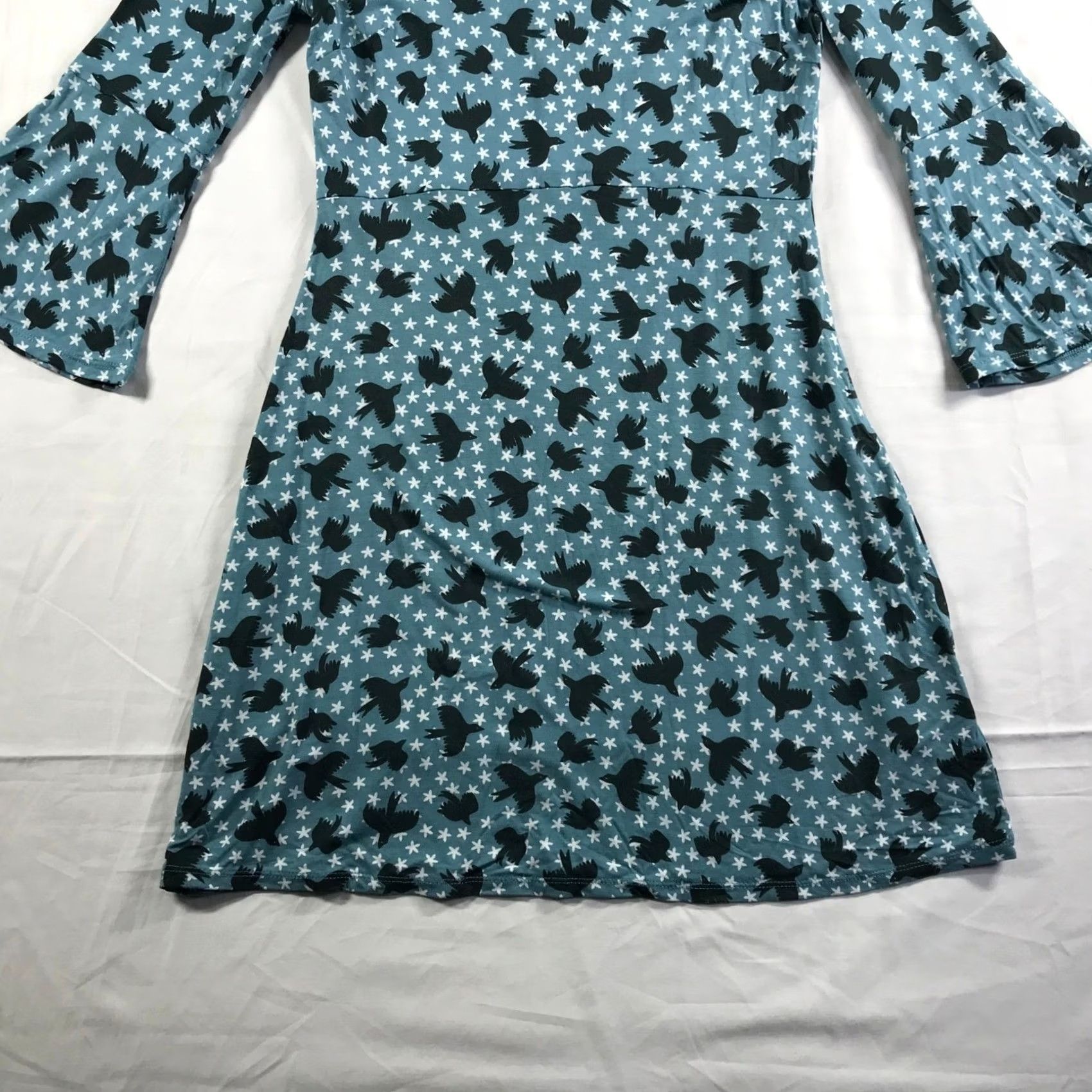 Boden Boden Teal Bird Star Print Bell Sleeve Empire Waist Jersey Dress Womens 6R J0273 Size M / US 6-8 / IT 42-44 - 7 Thumbnail