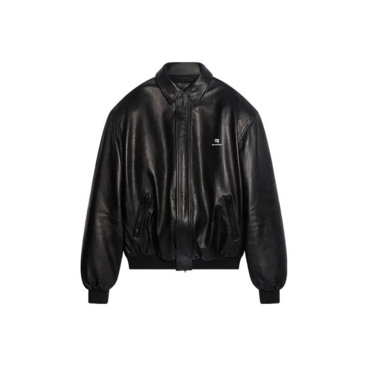 Balenciaga Balenciaga Black Oversized Leather Jacket Size US S / EU 44-46 / 1 - 1 Thumbnail