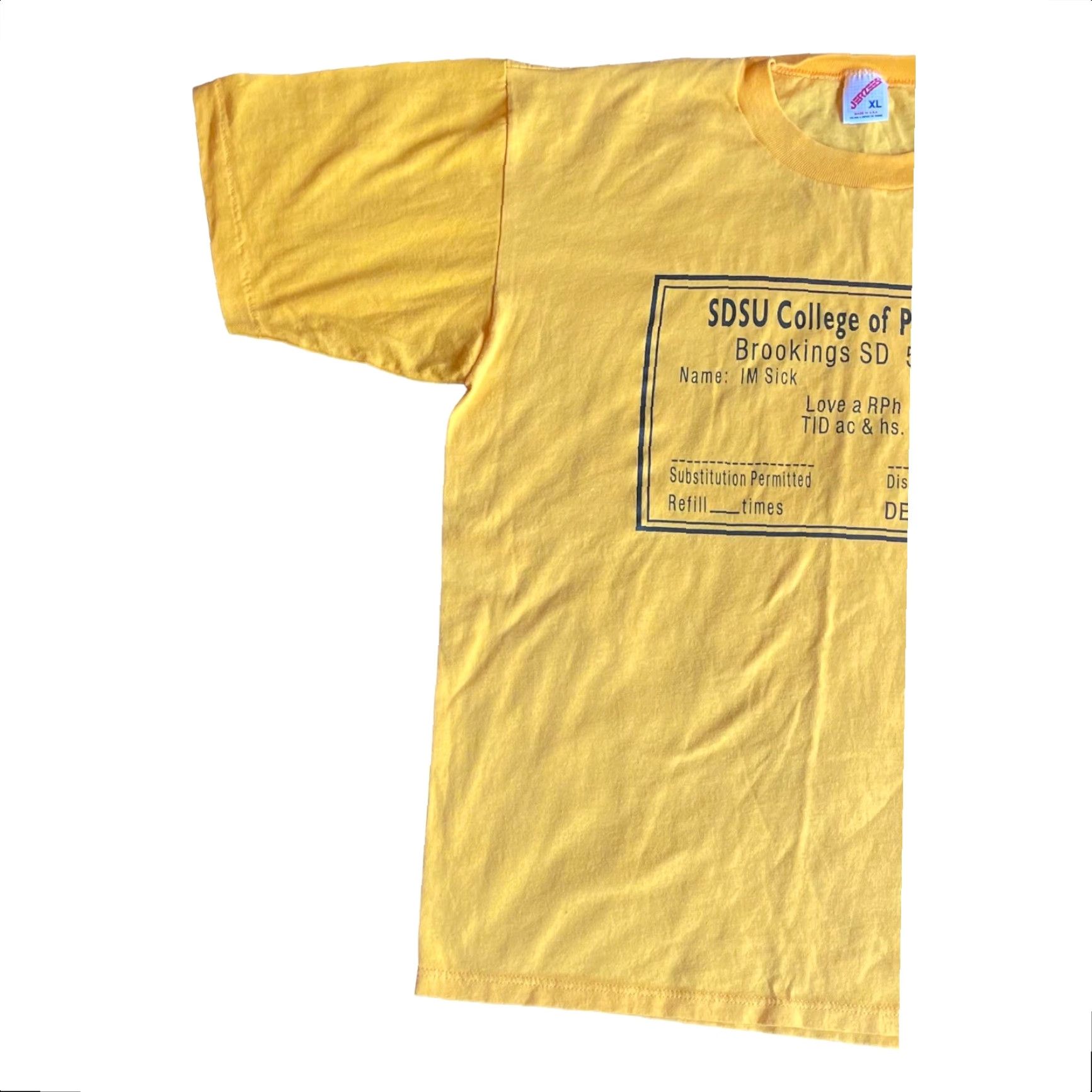 Vintage VINTAGE Single Jerezees Yellow Shirt SDSU College Of Pharmacy XL Men’s Crew Neck Short Sleeve Knit Cotton Blend Logo Size US XL / EU 56 / 4 - 2 Thumbnail