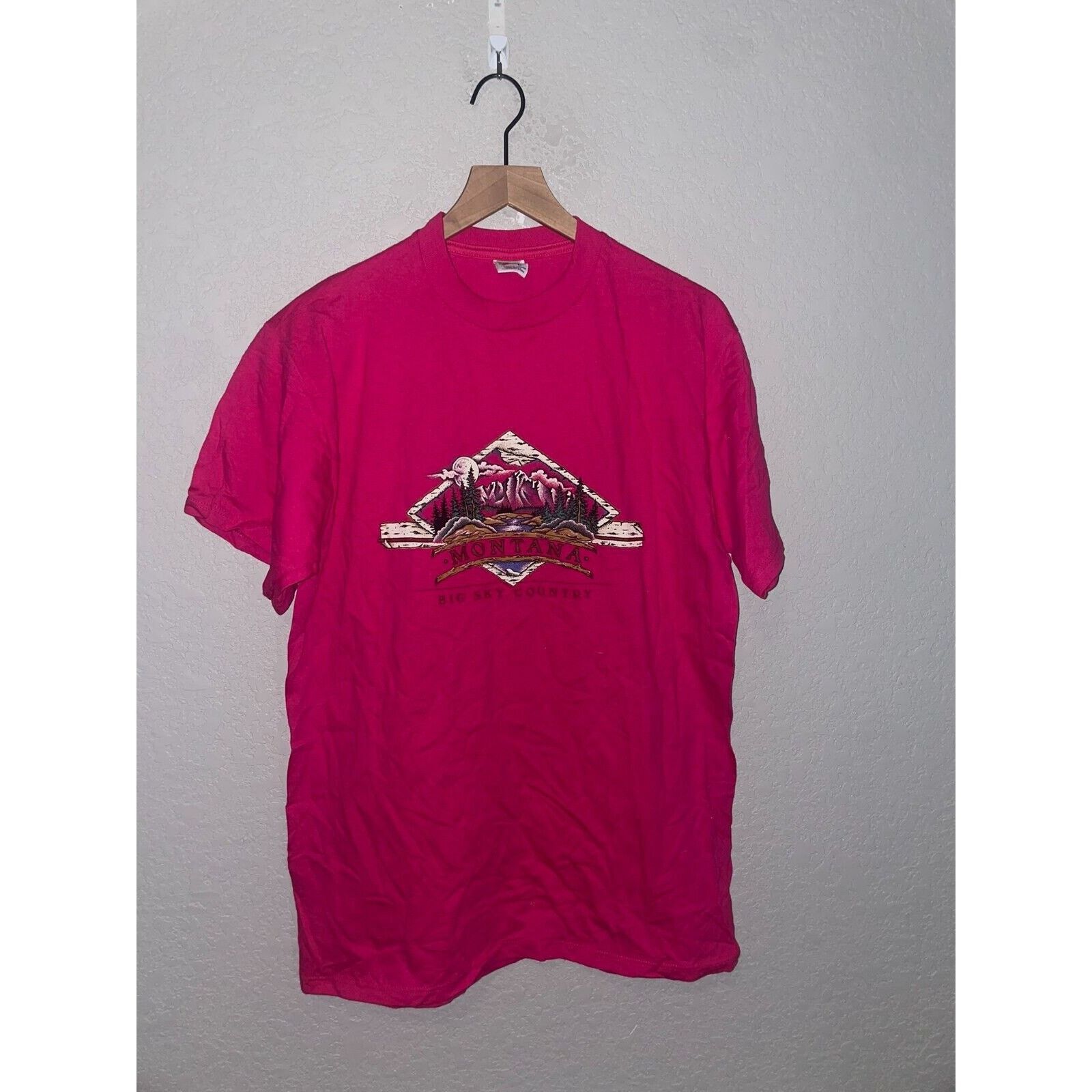 Jerzees Vintage Big Sky Country Shirt Montana Tee USA 90s Pink Large Size US L / EU 52-54 / 3 - 1 Thumbnail