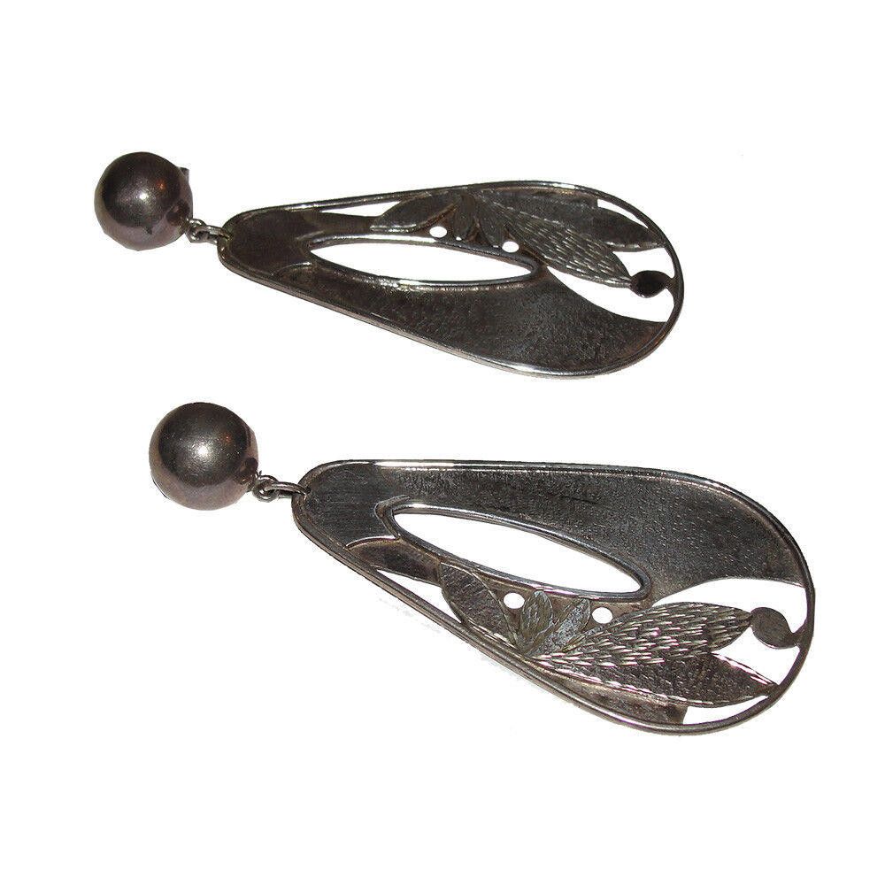 Handmade Hand Made Sterling Silver Etched Chandelier Earrings Size ONE SIZE - 2 Thumbnail