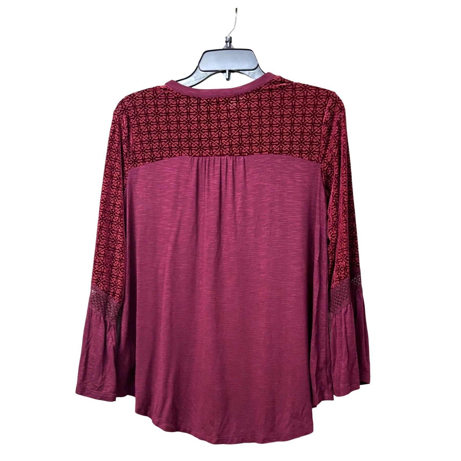 Style & Co Style & Co Petite Velvet-Trim Blouse, Scarlet Wine, Sz. PM Size ONE SIZE - 10 Thumbnail