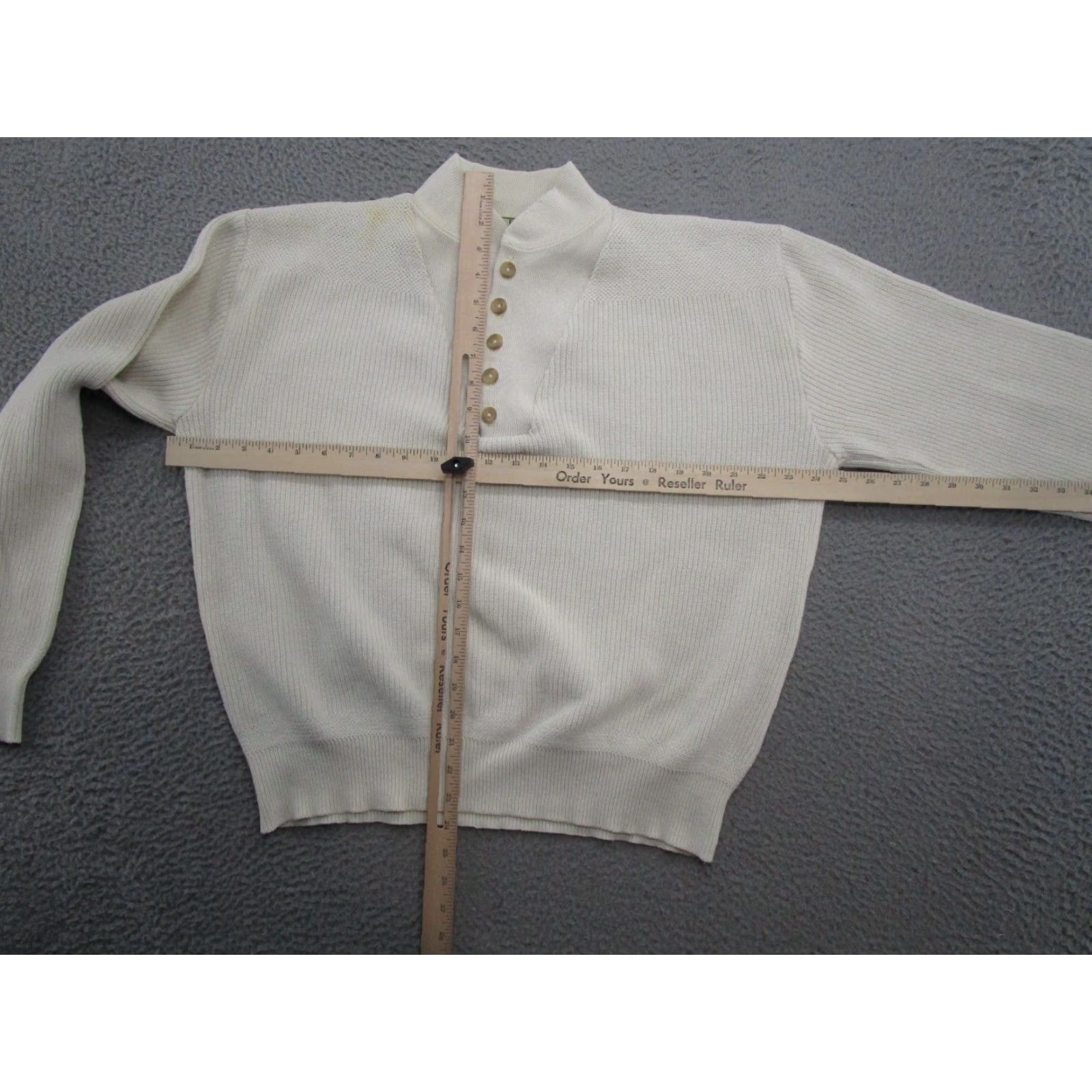 Vintage VTG LL Bean Mens Ivory Henley Heavy Cotton Sweater Pullover USA Made 90s READ Size US L / EU 52-54 / 3 - 5 Thumbnail