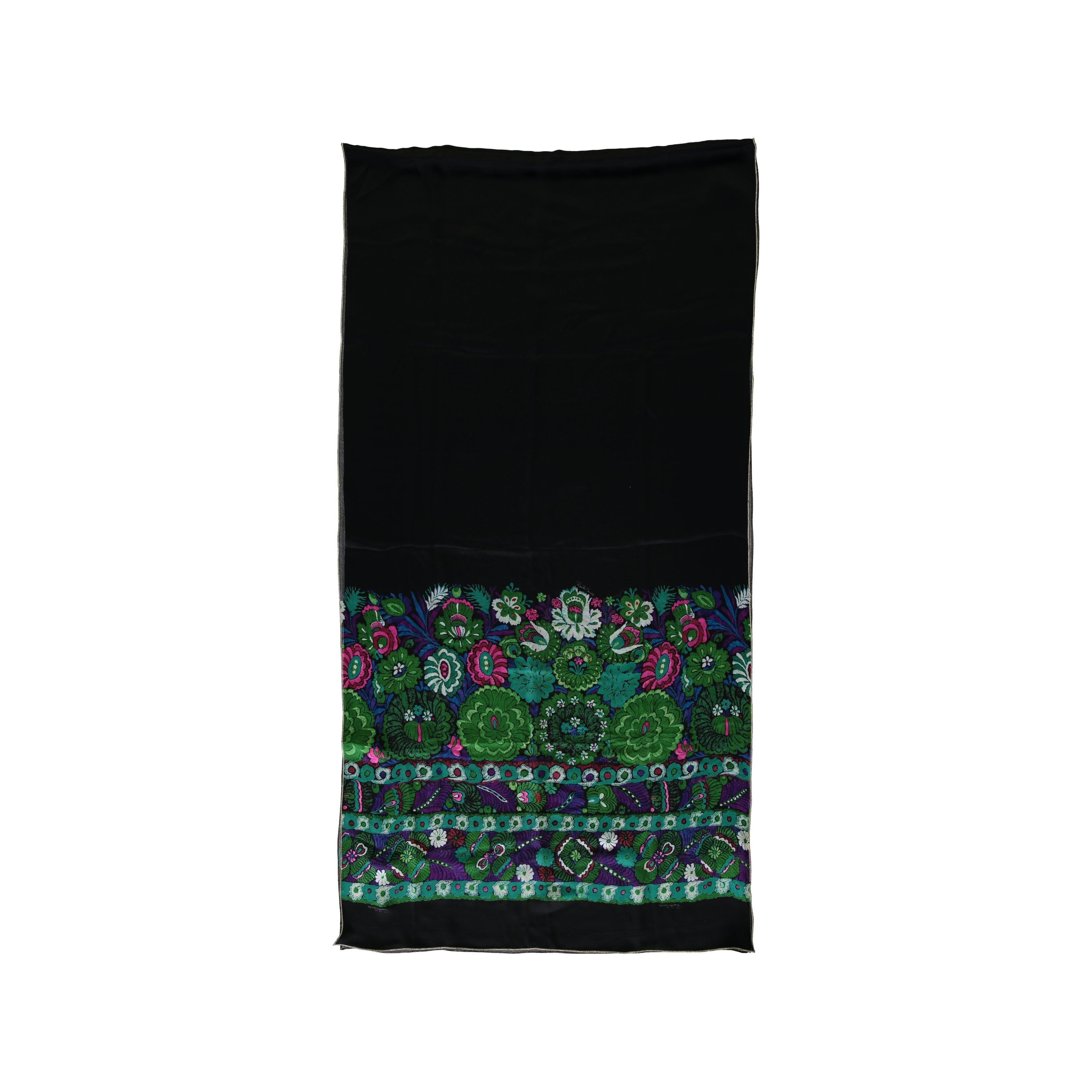 image of Roberto Cavalli Roberto Cavalli Black And Multicolor Floral Print Scarf, Women's