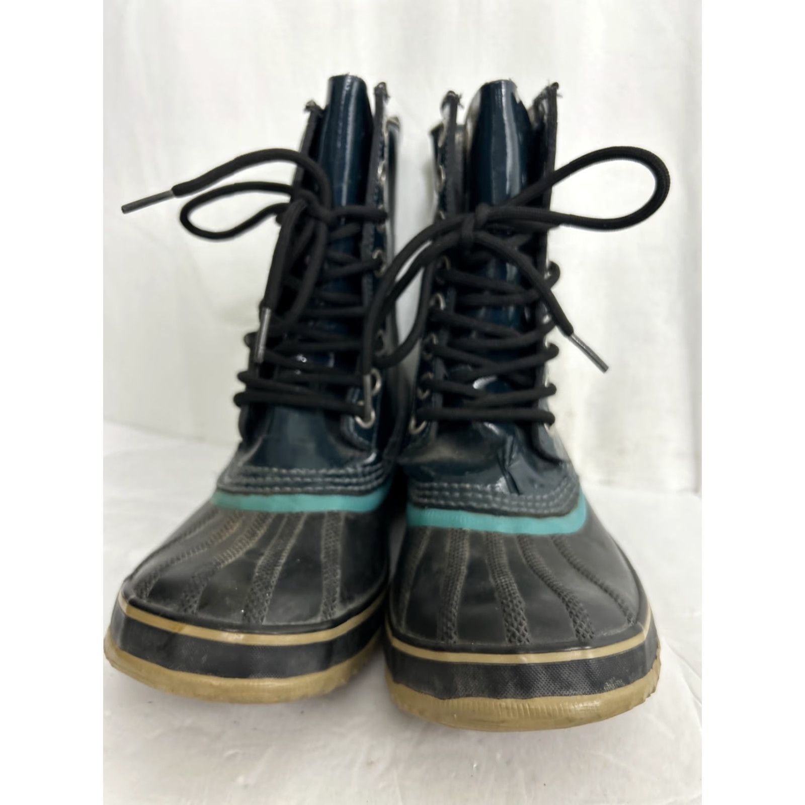 SOREL Sorel Aqua Dahlia Boots Womens Size 6 Lace Up Patent Leather Blue Rain Winter Boots Mens? Ladies No—keep Womens Size 6 Blue Patent Leather Duck Boots Size US 6 / IT 36 - 6 Thumbnail