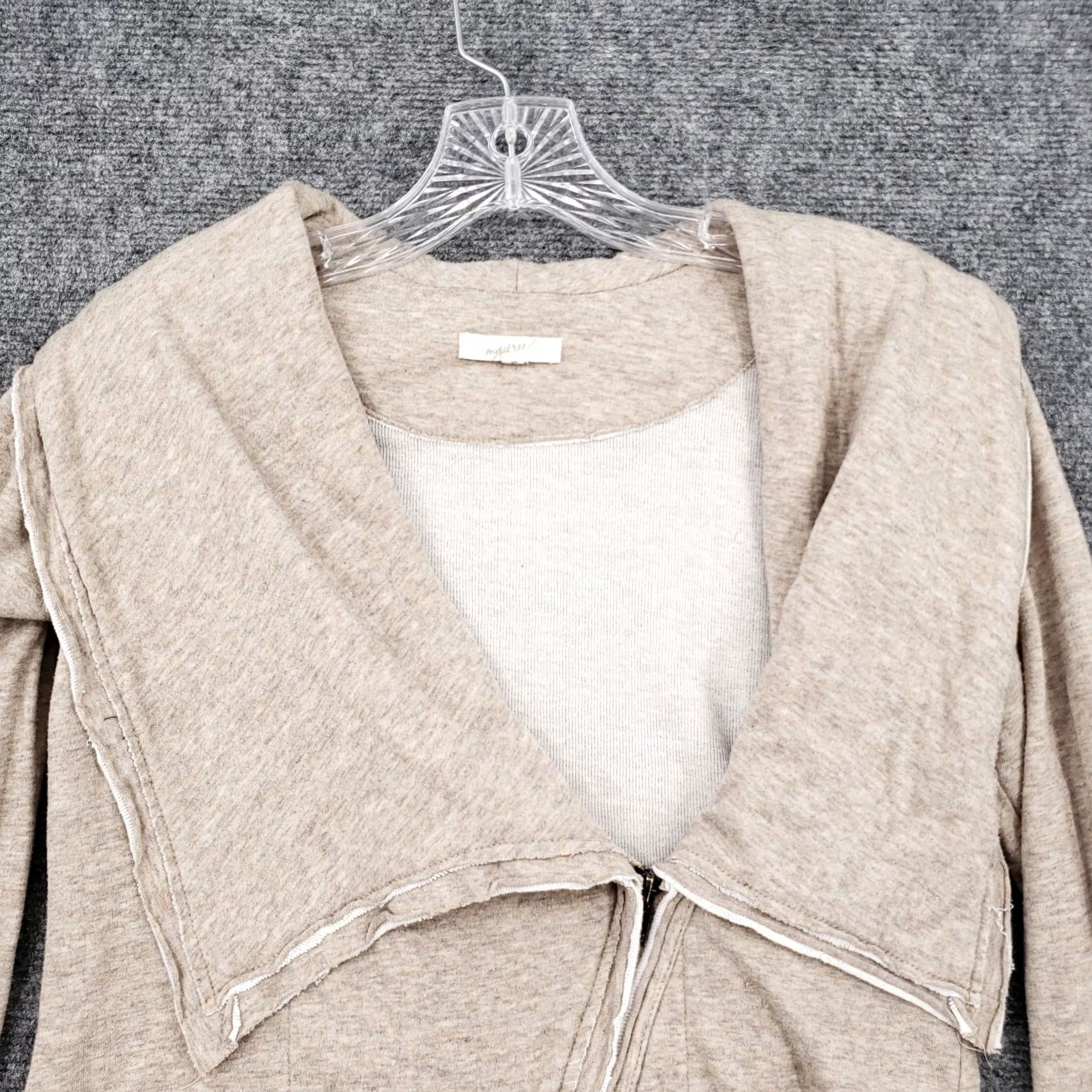Vintage Mystree Top Womens S Small Beige Drape Collar Long Sleeve Lagenlook Zip Heather Size S / US 4 / IT 40 - 3 Thumbnail