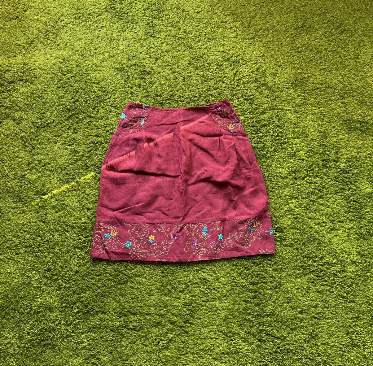 Designer Ivko avant Garde floral pattern linen skirt Size 26" / US 2 / IT 38 - 1 Thumbnail