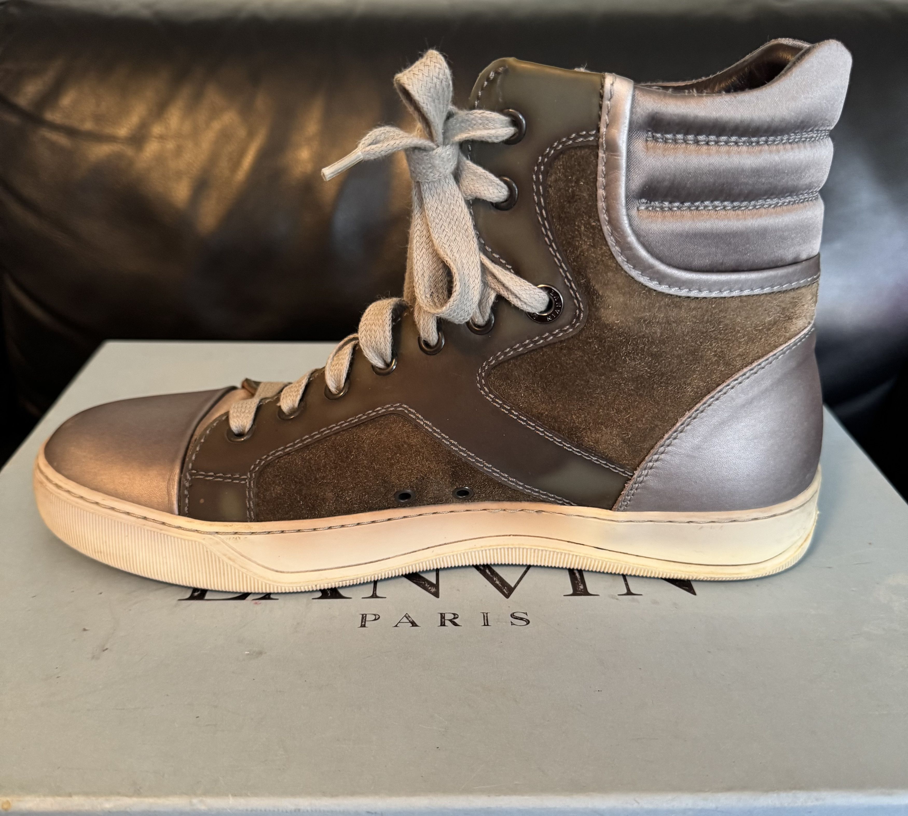 Lanvin Lanvin Tennis Haute Velours/Veau Metalisé High Trainer Size US 7 / EU 40 - 7 Thumbnail
