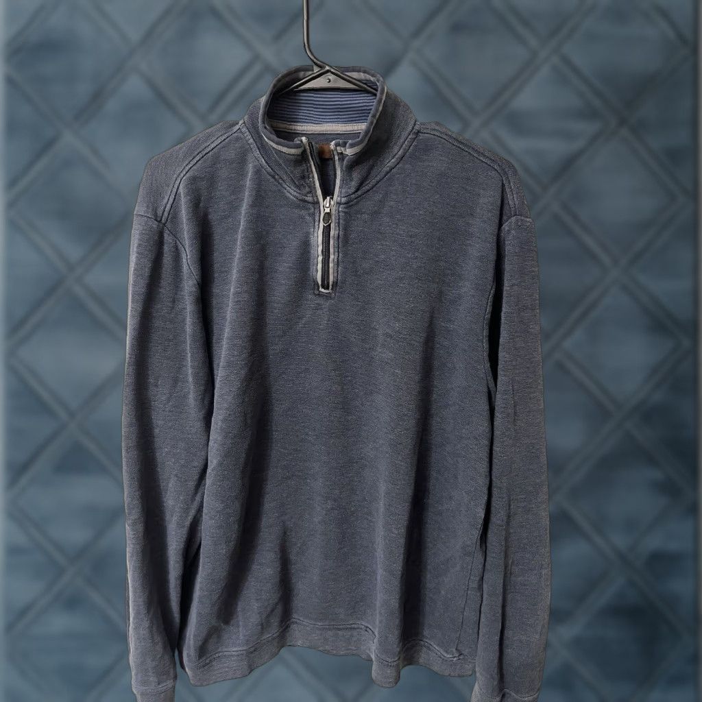 Perry Ellis Perry Ellis Sweater Sz Large Blue Cotton Polyester 1/4 Button Neck Size US L / EU 52-54 / 3 - 1 Thumbnail