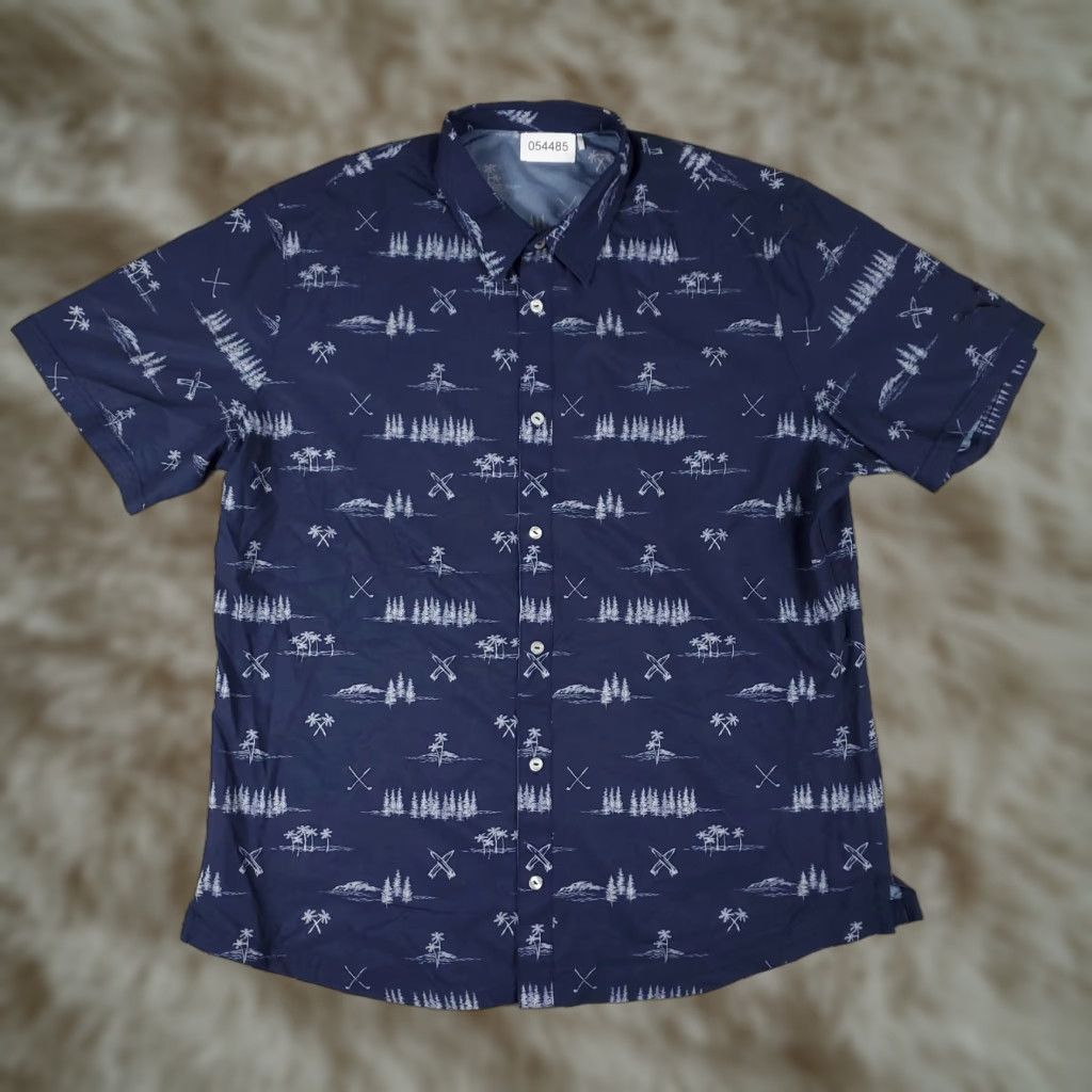 Puma PUMA Shirt Mens XL Blue Button-Up Short Sleeve Casual Geometric Logo Size US XL / EU 56 / 4 - 1 Thumbnail
