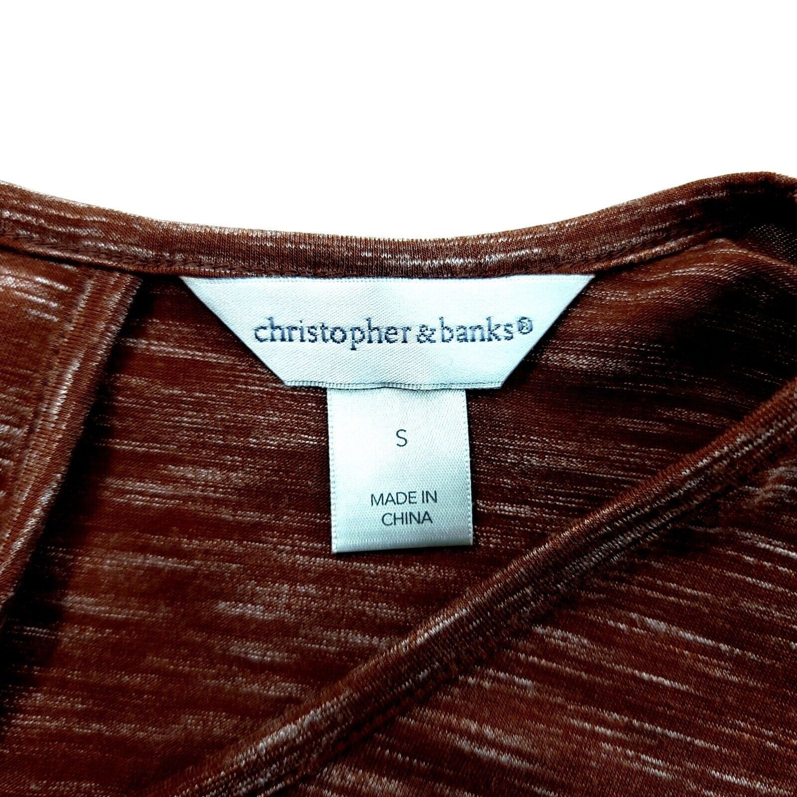 Vintage Christopher & Banks Brown V-Neck T-Shirt Hallow Back Small Size S / US 4 / IT 40 - 5 Thumbnail