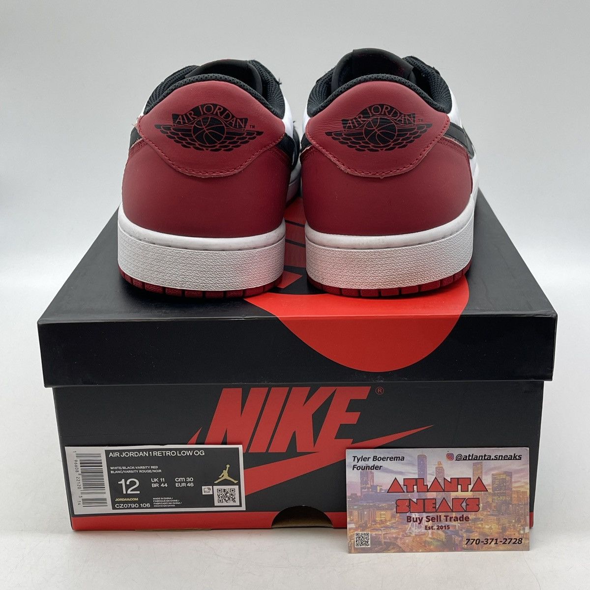Jordan Brand Air Jordan 1 low black toe Size US 12 / EU 45 - 2 Thumbnail
