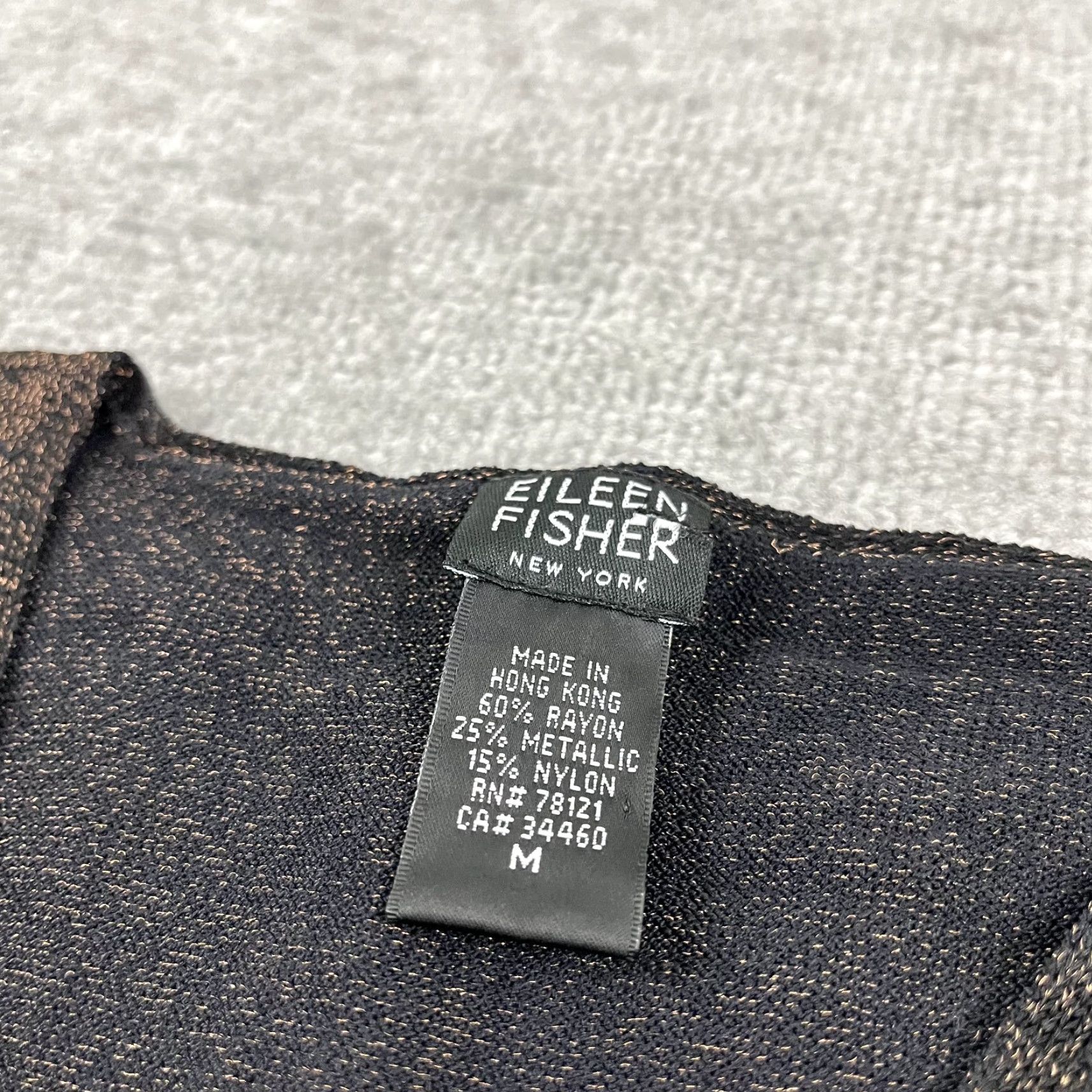 Eileen Fisher Eileen Fisher Shirt Womens Medium Black Brown Metallic Sleeveless V-Neck Party Casual Workwear Preppy Size M / US 6-8 / IT 42-44 - 2 Thumbnail
