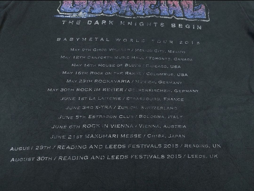 Band Tees × Japanese Brand BabyMetal Band World Tour 2015 The Dark Knight Begin TEE Size US M / EU 48-50 / 2 - 9 Thumbnail