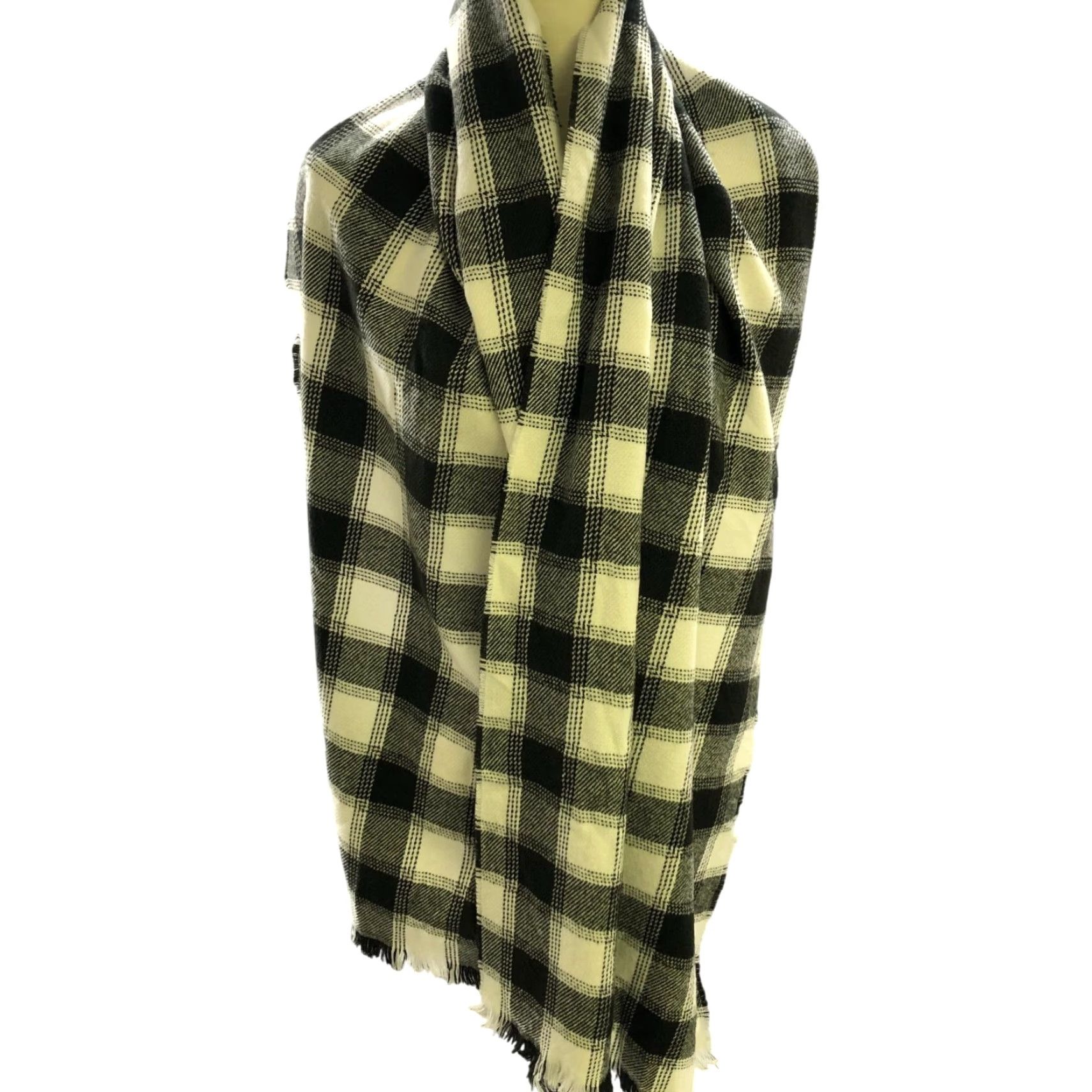 Gap NWT Gap Fringe Plaid Scarf One Size Black White Rectangle Winter Unisex Size ONE SIZE - 2 Thumbnail