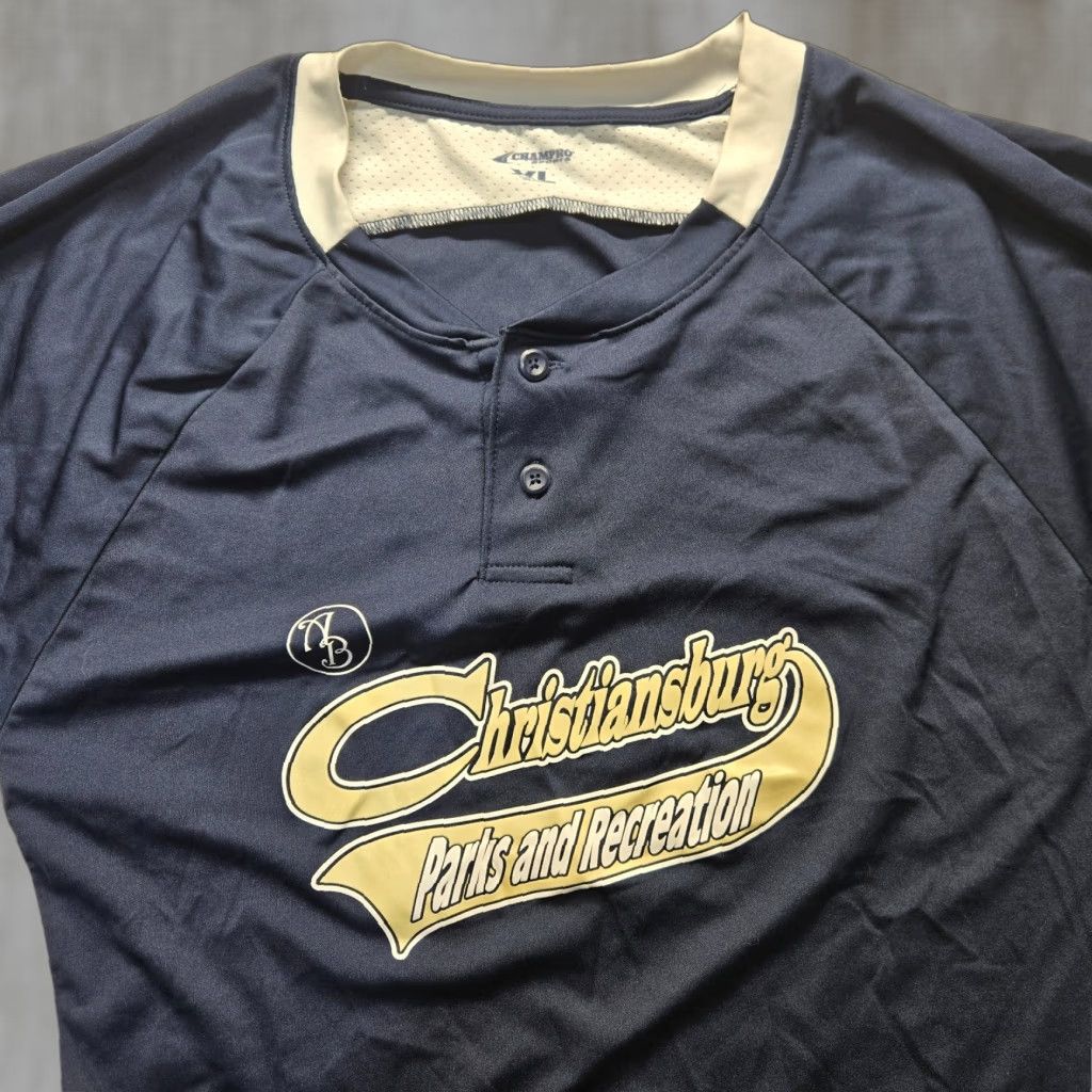 Vintage Christiansburg VA Parks Recreation T-Shirt Adult Men's XL Blue Graphic College Flames Size US XL / EU 56 / 4 - 1 Thumbnail