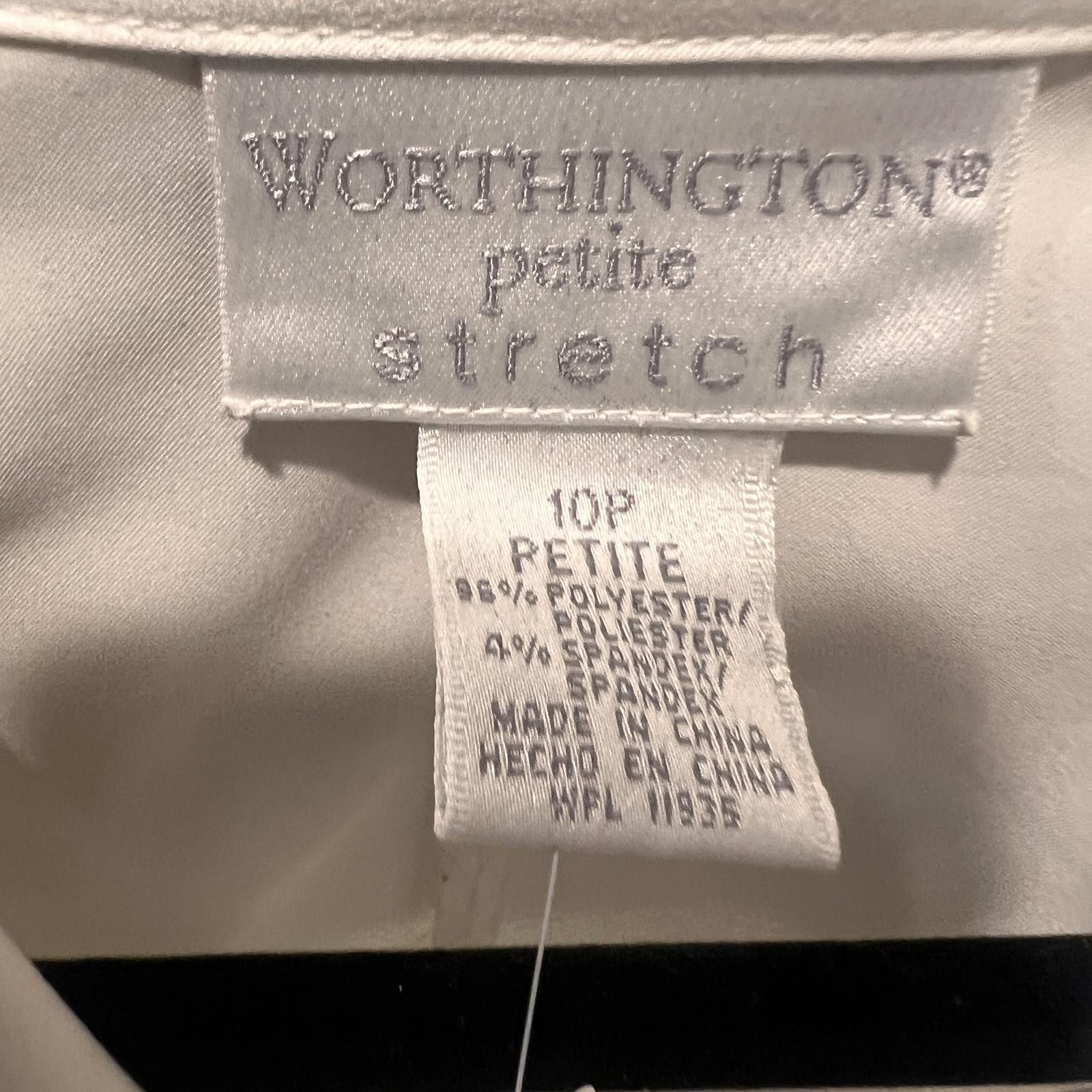 Worthington Worthington Petite Stretch White Button-Up Blouse Size 10P Size L / US 10 / IT 46 - 3 Thumbnail