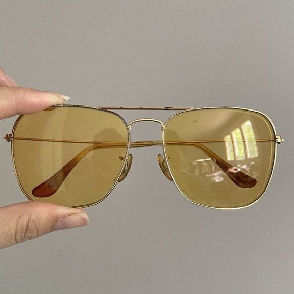 RayBan Vintage 60s/70s B&L Ambermatic Yellow Sunglasses - 58mm Size ONE SIZE - 3 Thumbnail