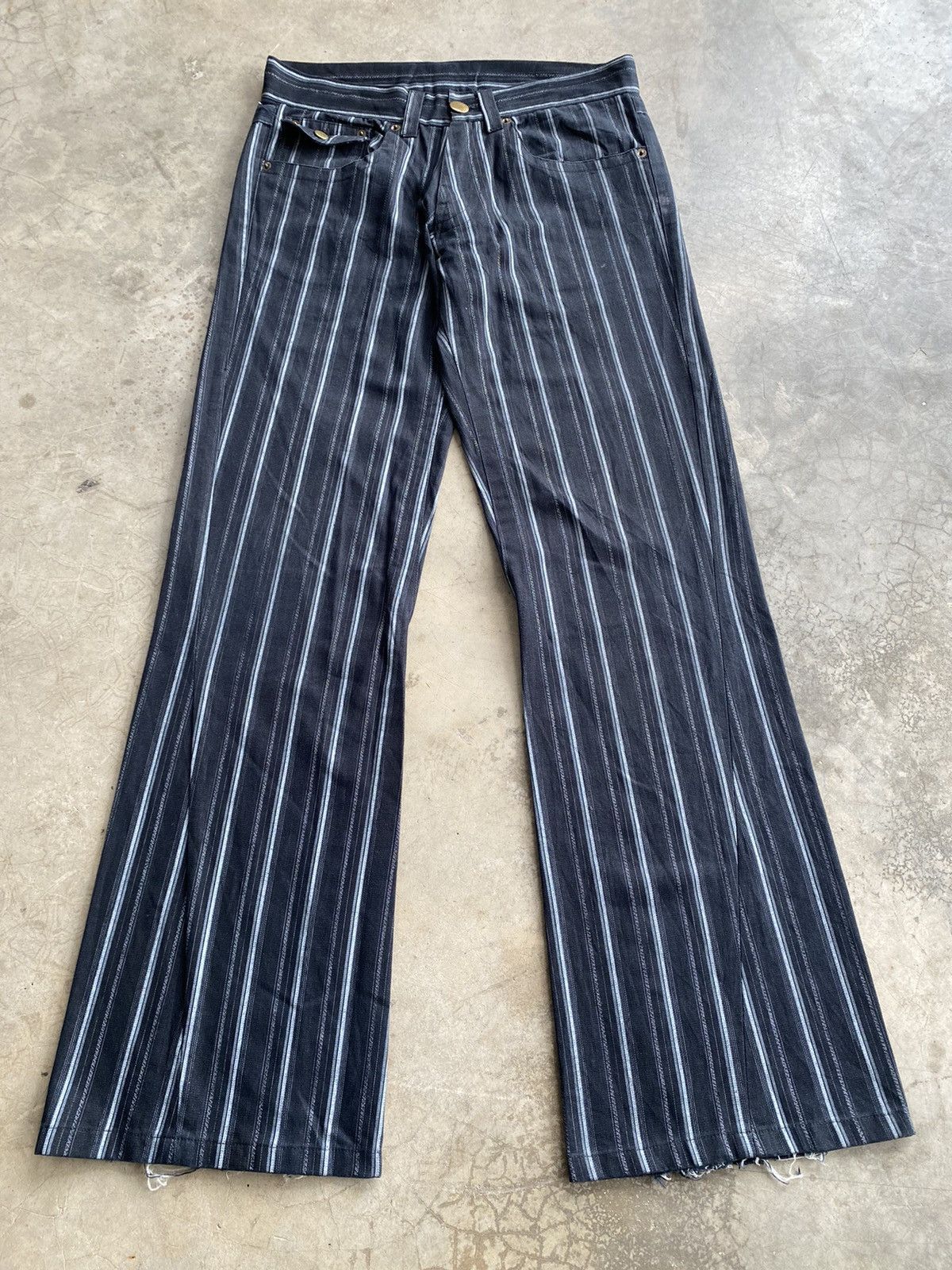Hysteric Glamour Flare Jeans Japanese Pinstripes Lav Wabash Hickory Size US 31 - 5 Thumbnail