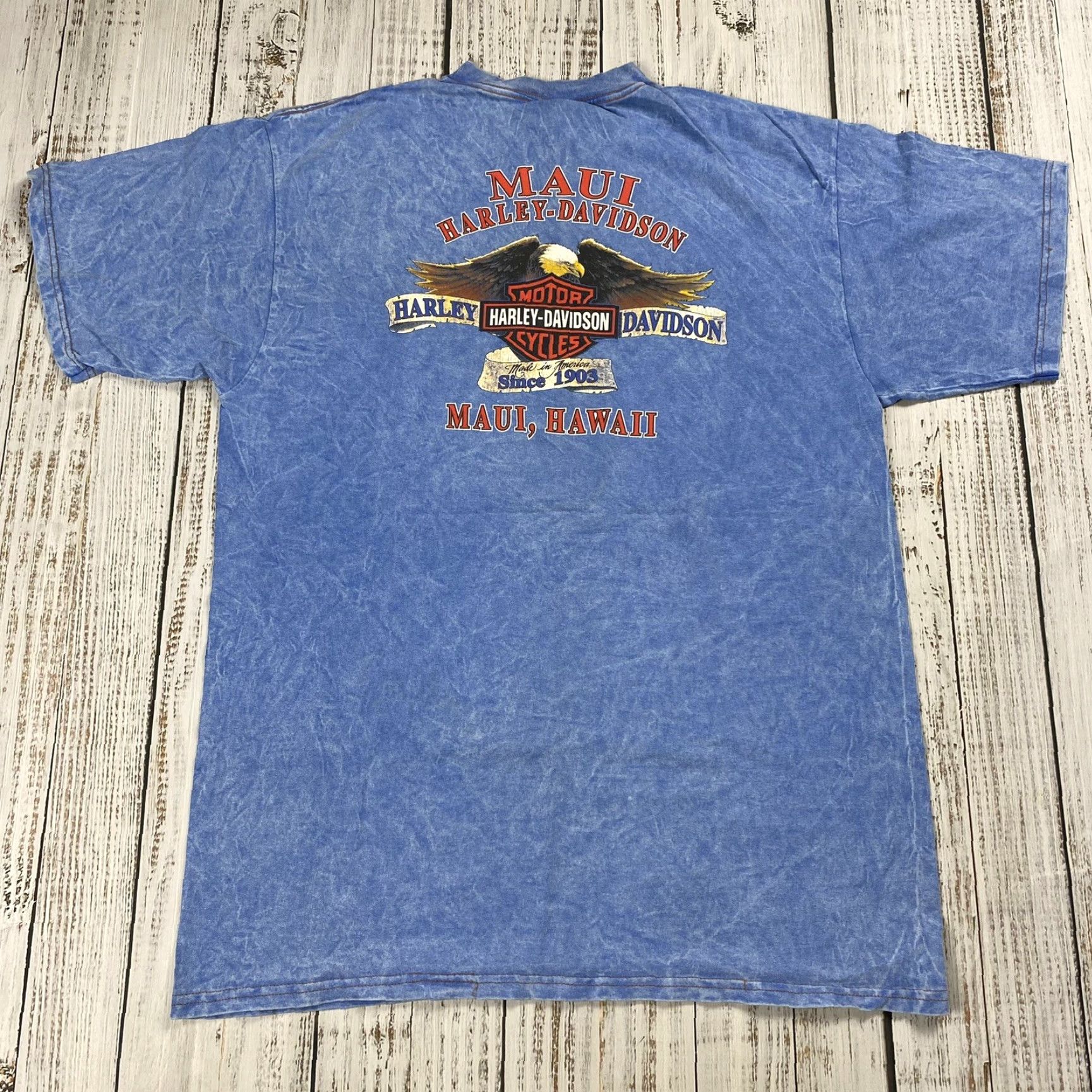 Harley Davidson VINTAGE Harley-Davidson T-Shirt Maui Hawaii 2000s XL Blue Crew Neck Men's T-Shirt Size US XL / EU 56 / 4 - 2 Thumbnail