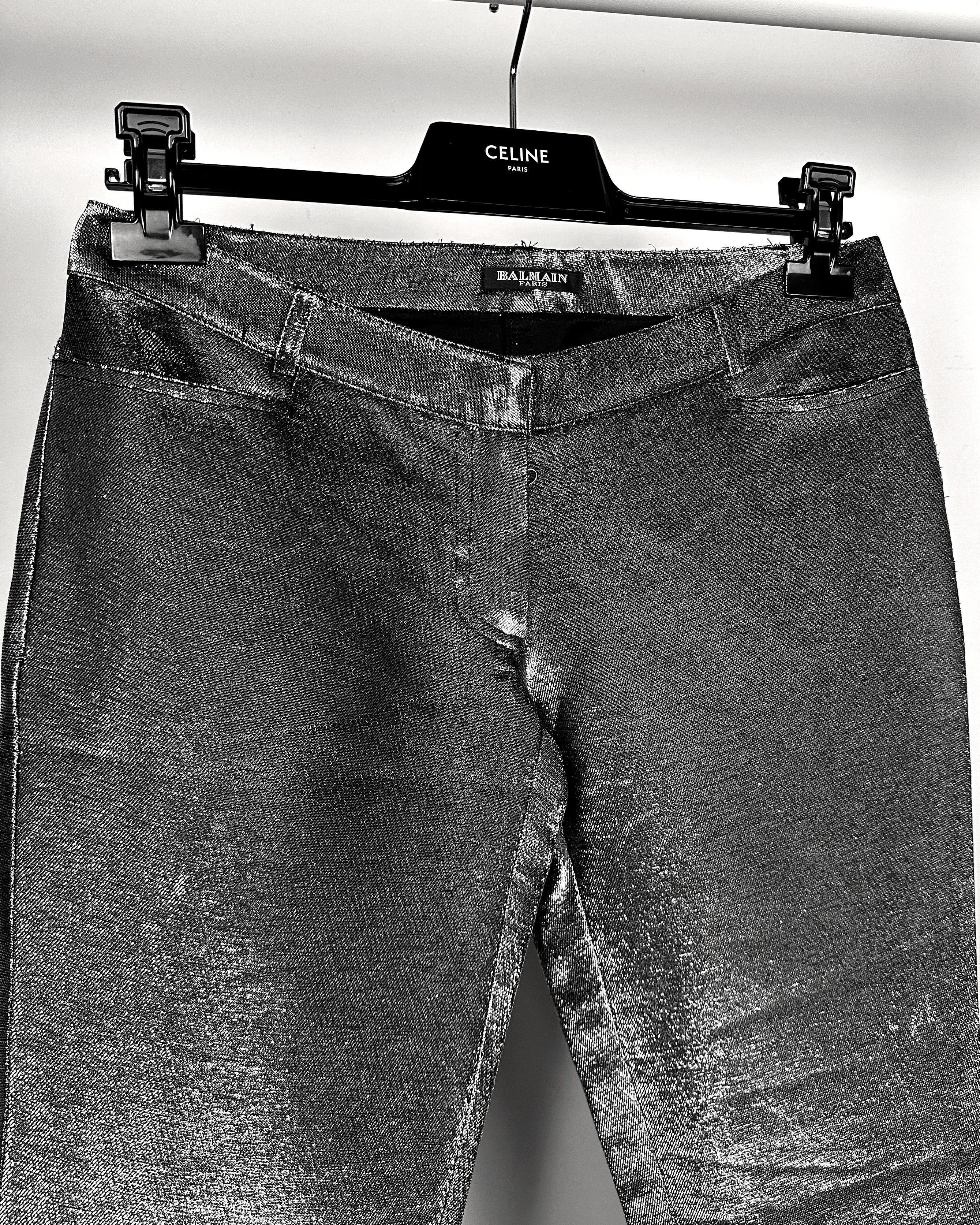 Balmain Balmain Liquid Metal Light Reflective Jeans Size US 27 - 4 Thumbnail