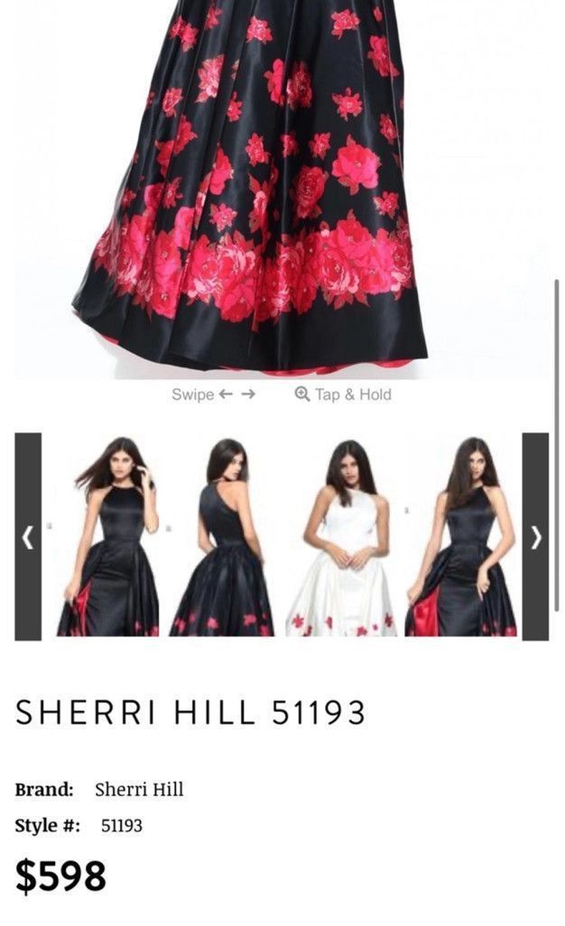 Other Women's Sherri Hill Black & Red Floral Prom Dress Size 4 Size S / US 4 / IT 40 - 4 Thumbnail
