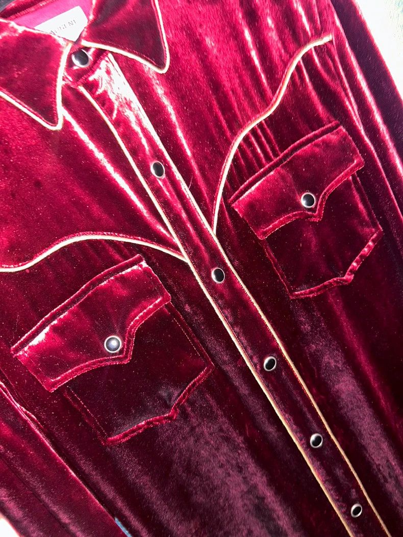 Saint Laurent Paris Saint laurent paris 2016 FW Red Velvet Shirt 2506-Nextarrow Size US S / EU 44-46 / 1 - 4 Thumbnail