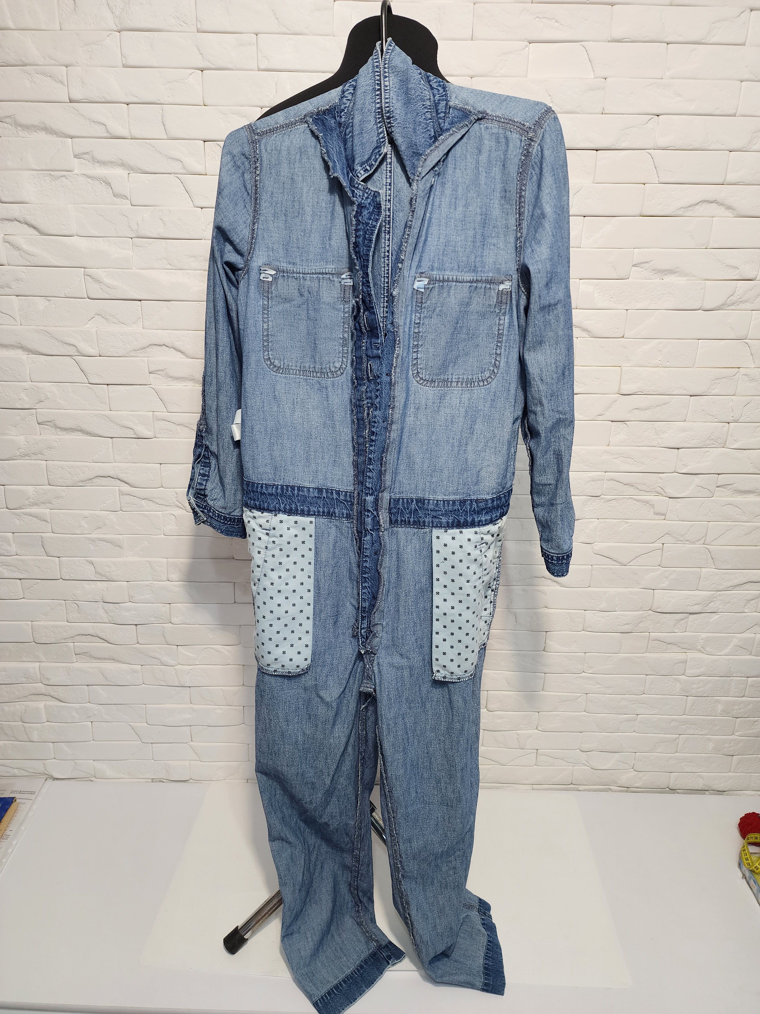 Other Women's blue jumpsuit made of wonderful denim. Size 34" / US 12 / IT 48 - 8 Thumbnail