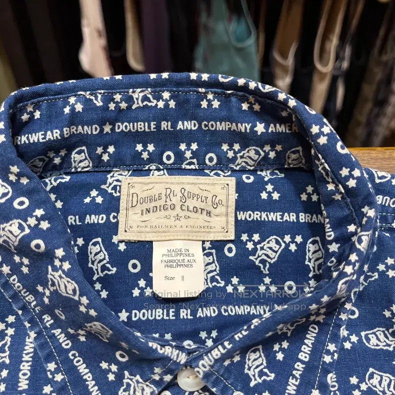 RRL Ralph Lauren RRL Ralph Lauren Blue-dyed printed logo shirt Size US M / EU 48-50 / 2 - 3 Thumbnail