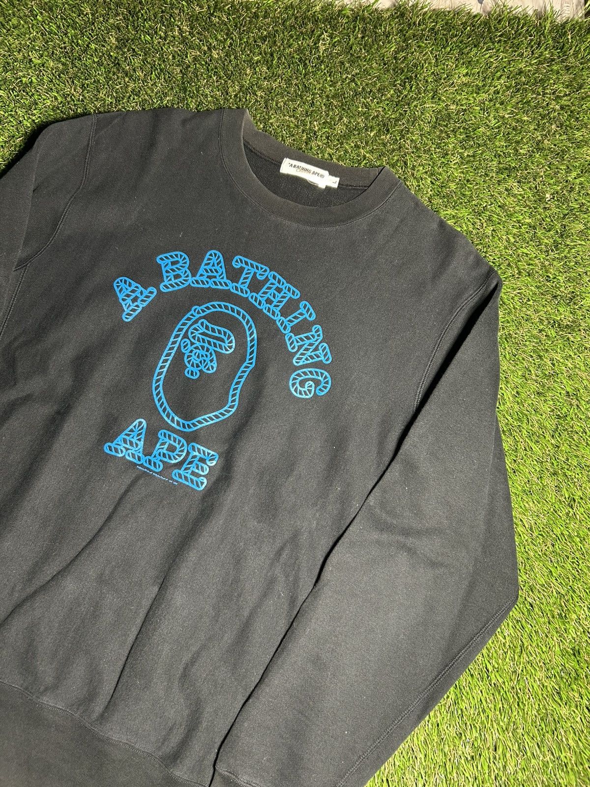 Vintage 2000’s BAPE NIGO Neon Blue Rope Ape Spellout Crew