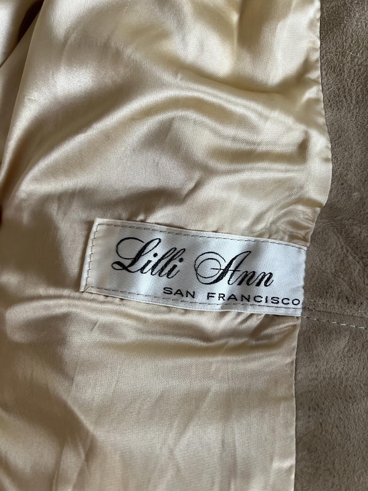 Designer Lilli Ann Faux Fur London Leather Coat Vtg 50s Tan Brown Size M / US 6-8 / IT 42-44 - 7 Thumbnail