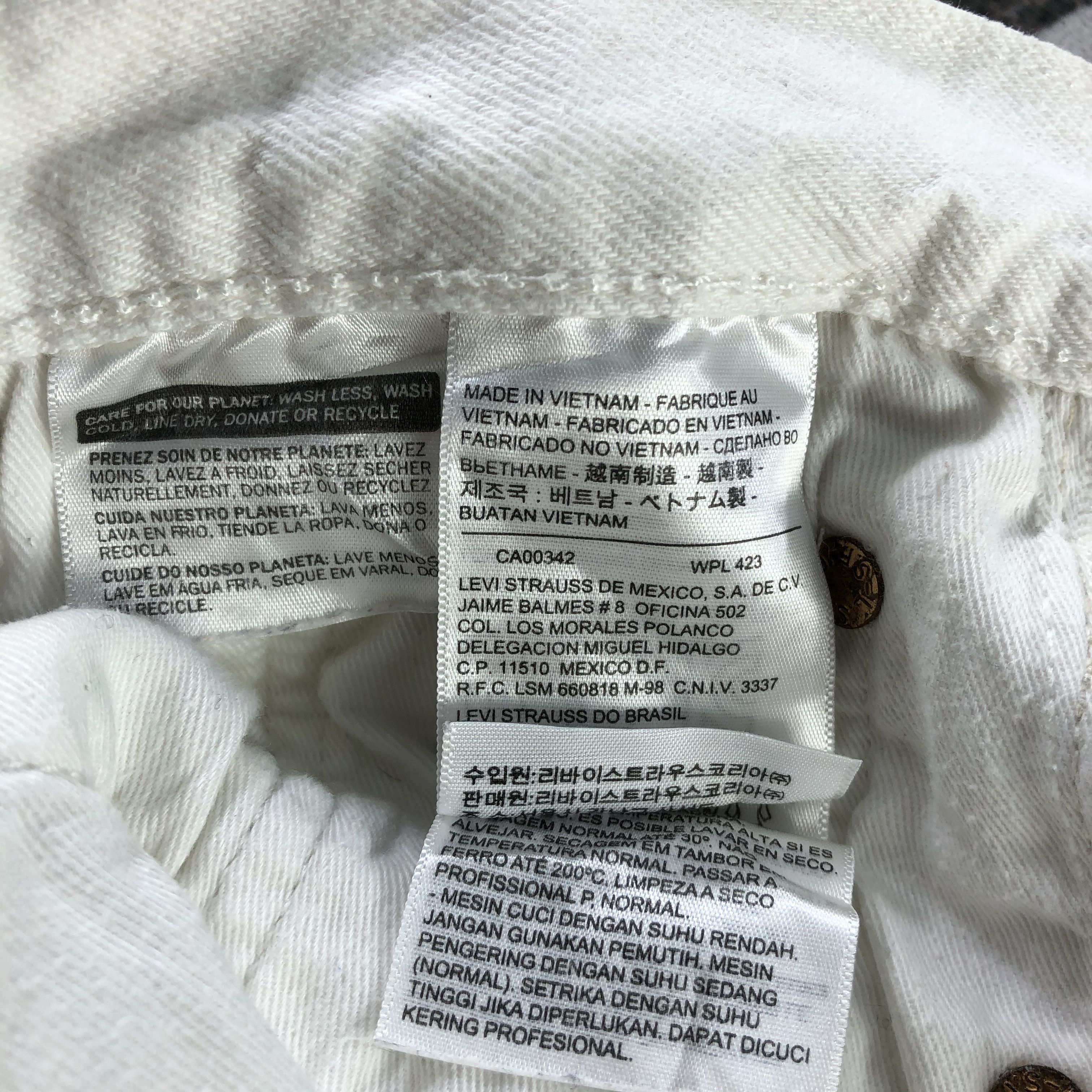 Levi's Levis 501 Jeans Light Wash White Denim KJ1290 Size US 28 / EU 44 - 9 Thumbnail