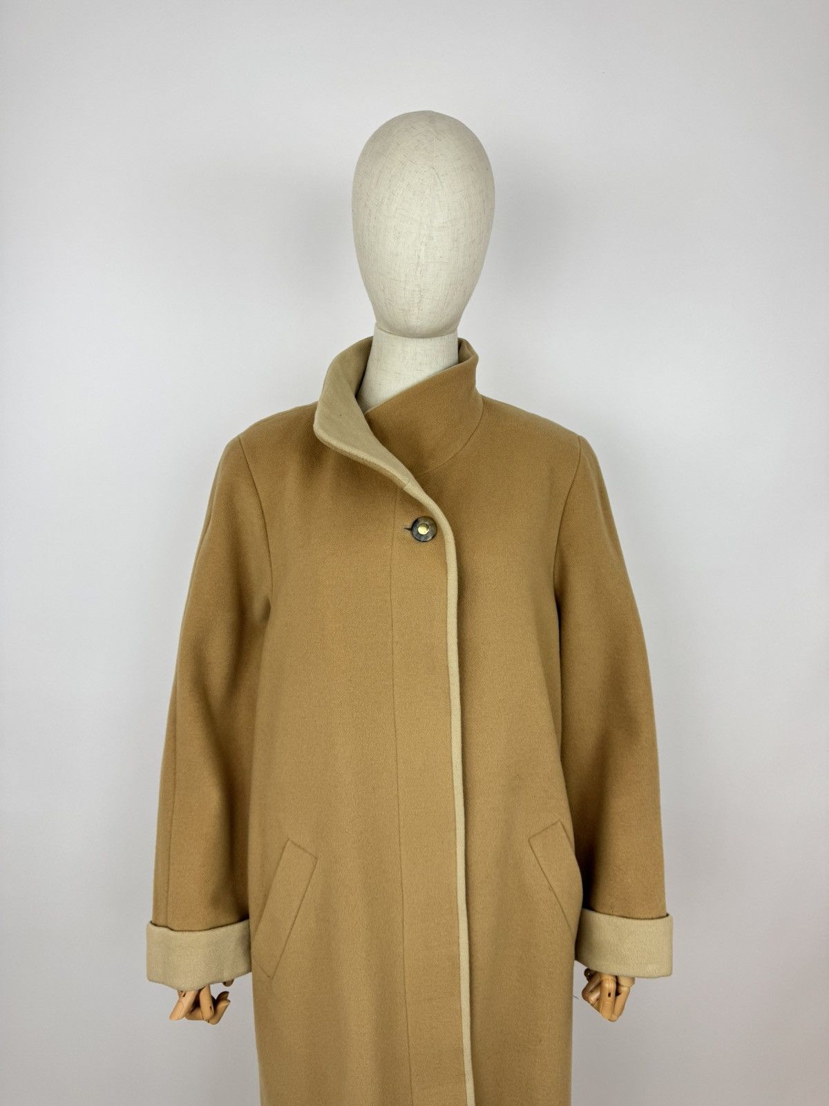 Other Delmod Wool Blend Coat Vintage Merino Velour Beige Peacoat Size S / US 4 / IT 40 - 2 Thumbnail