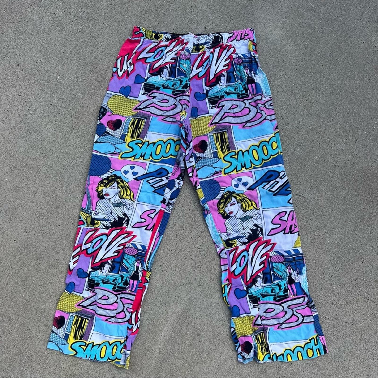 image of Victorias Secret 90's Victoria’S Secret Pop Art Retro Comic Book Pajama Pants in Pink, Women's (Siz