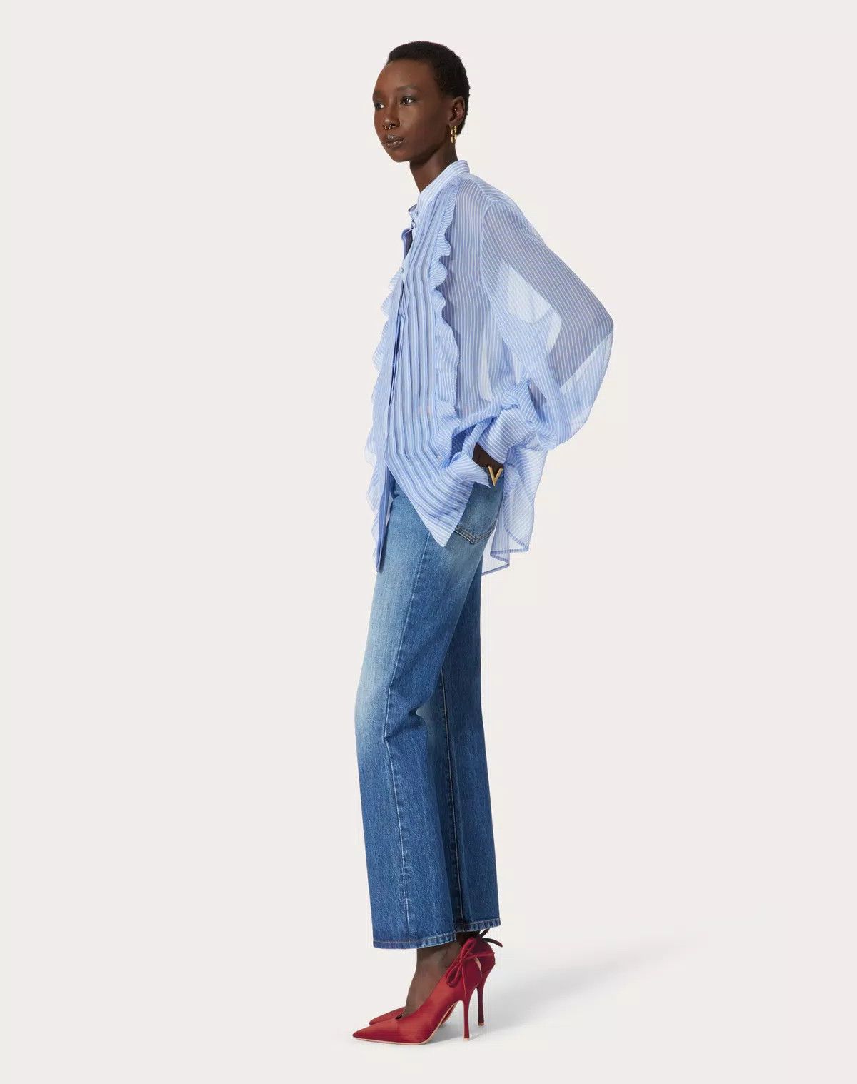 Valentino o1s1wg110625 Denim Trousers in Denim Blue Size 24" / US 00 / IT 34 - 3 Thumbnail
