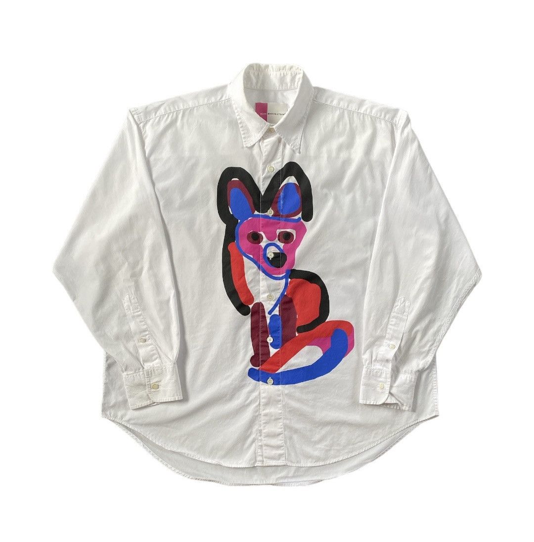 Maison Kitsune White Acide Fox Causal Shirt