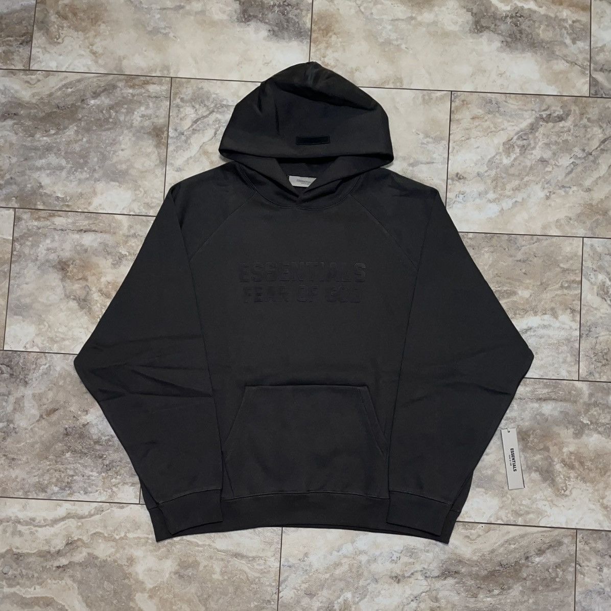 Fear of God Essentials Raglan Hoodie Gray Off Black Size XXL