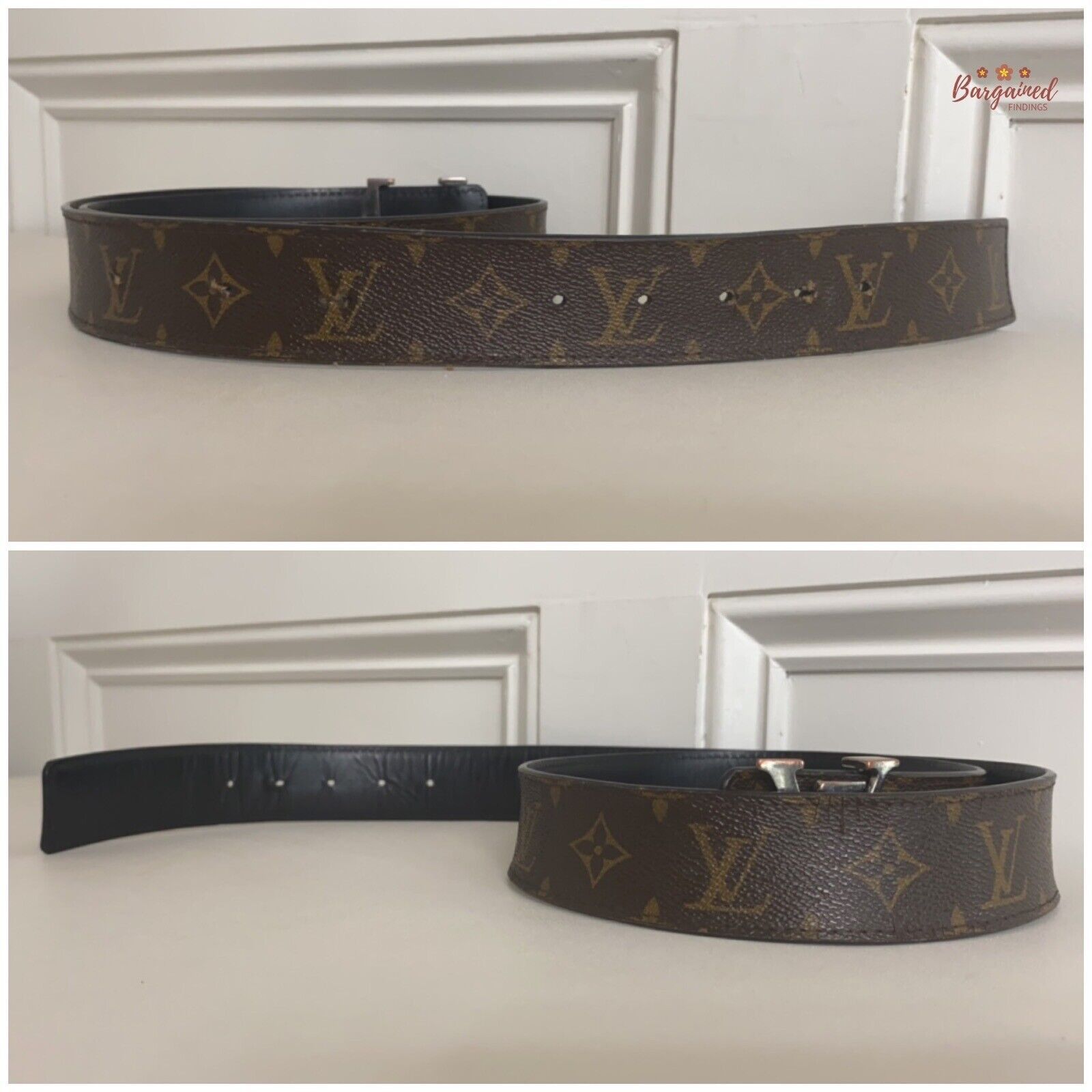Louis Vuitton Louis Vuitton Monogram Reversible Silver LV Initials Belt Size 36 - 10 Thumbnail