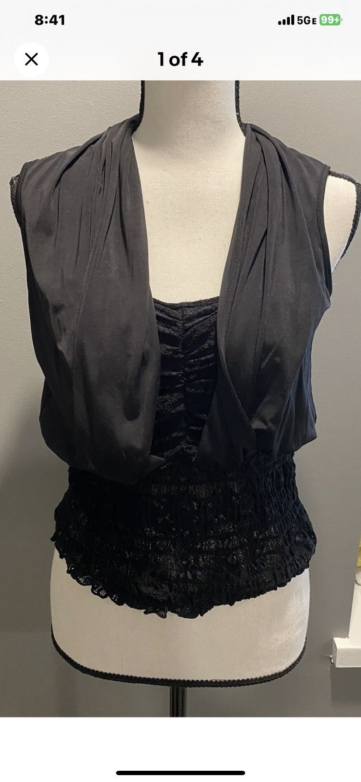 XOXO Stunning Black Sleeveless Lacy Top Size M / US 6-8 / IT 42-44 - 1 Thumbnail