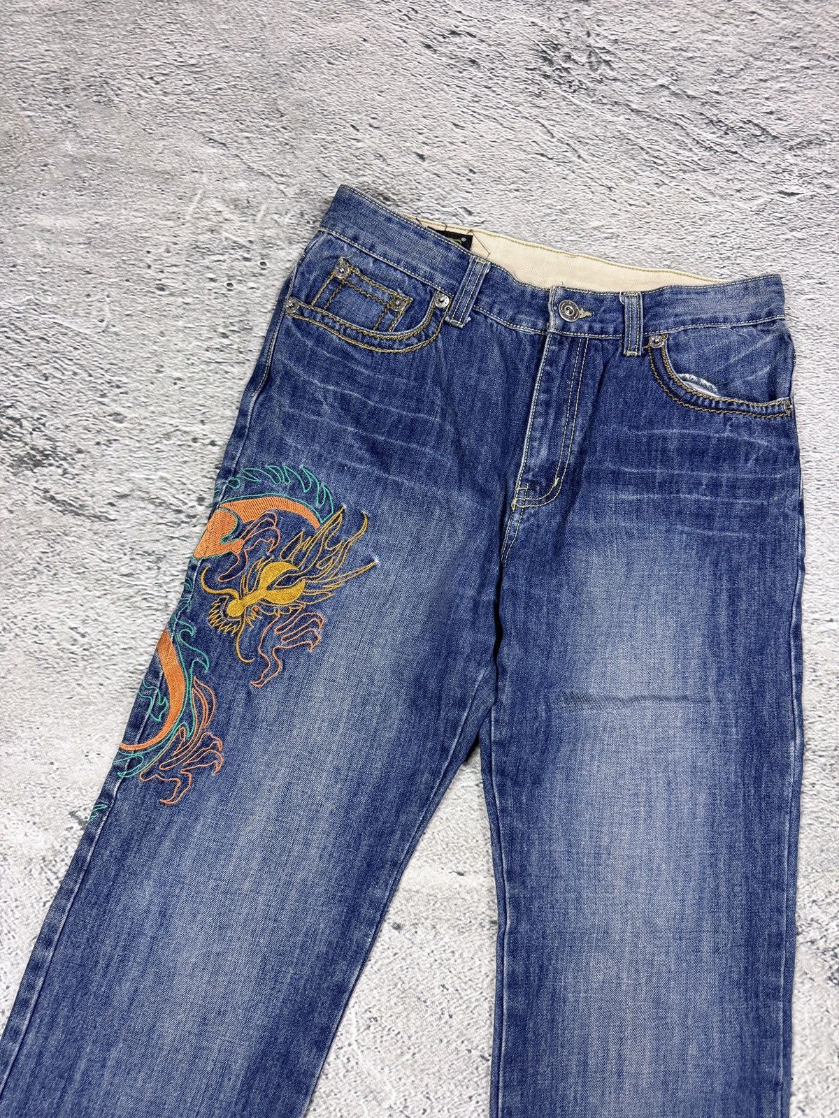 Japanese Brand Dragon Embroidery Japanese denim GMD vintage jeans Y2K baggy Size US 32 / EU 48 - 6 Thumbnail