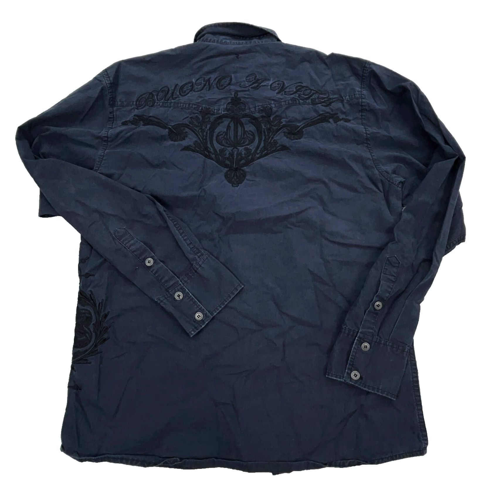 Roar Roar Shirt Men L Blue Button Up Embroidered Western Cowboy Casual Shirt (Regular Fit) Size US L / EU 52-54 / 3 - 2 Thumbnail