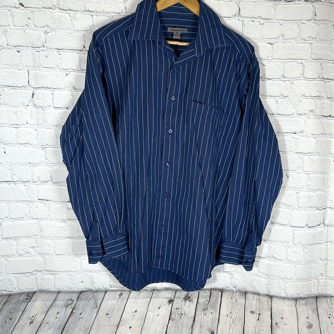 Johnston & Murphy Johnston & Murphy Shirt Button-Down Mens M Cotton Blue White Striped Long Sleeve Multicolor Chest 24” Length 30” Sleeve 23” Size US M / EU 48-50 / 2 - 2 Thumbnail