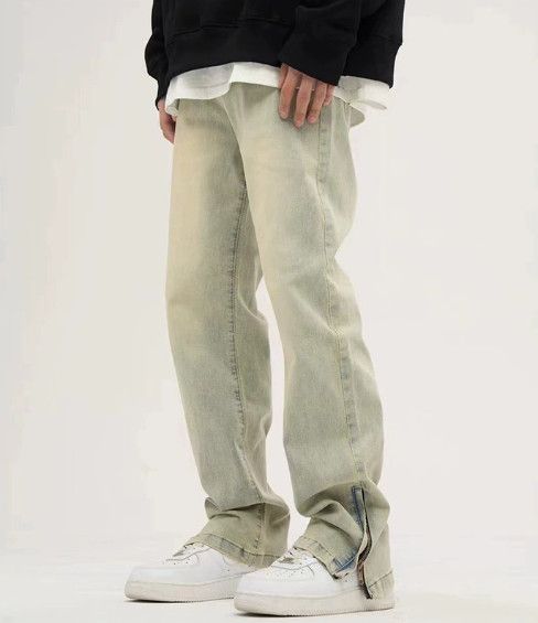 Jean Street retro loose straight leg casual zipper washed jeans Size US 32 / EU 48 - 2 Thumbnail